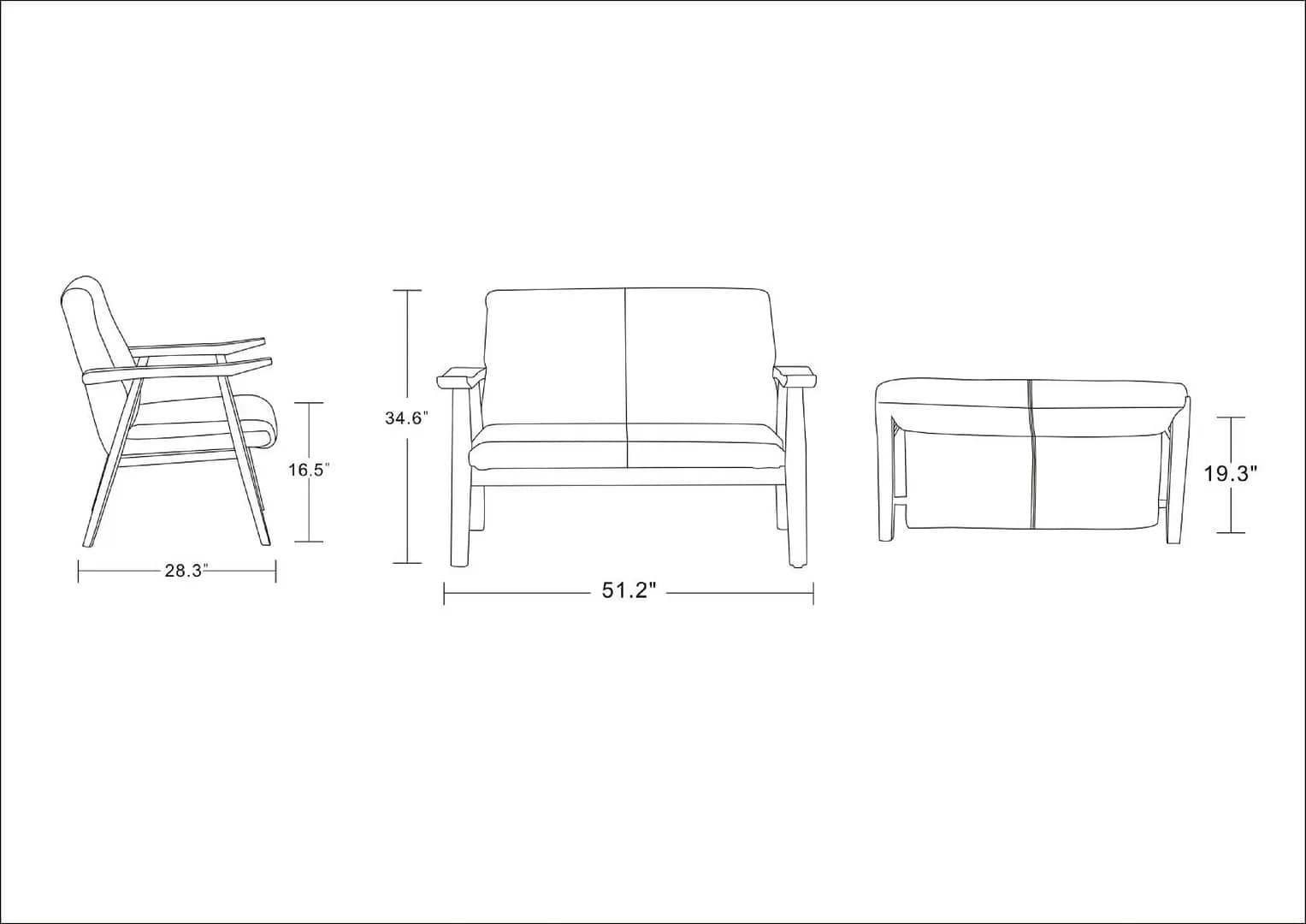Arch Duke 51.2-inch Faux Leather 2-Seater Loveseat