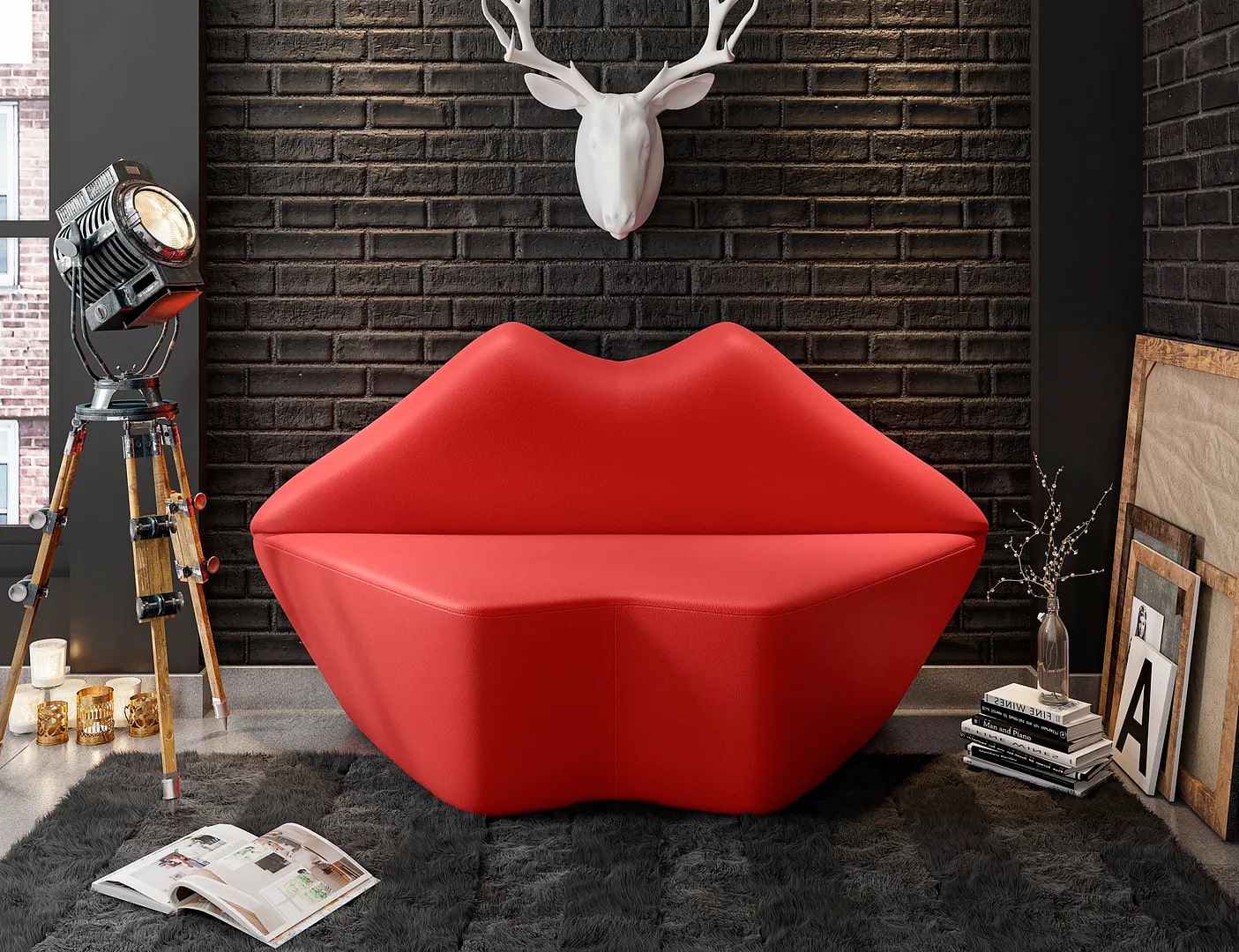 Kiss 61.8-inch Faux Leather 2-Seater Loveseat