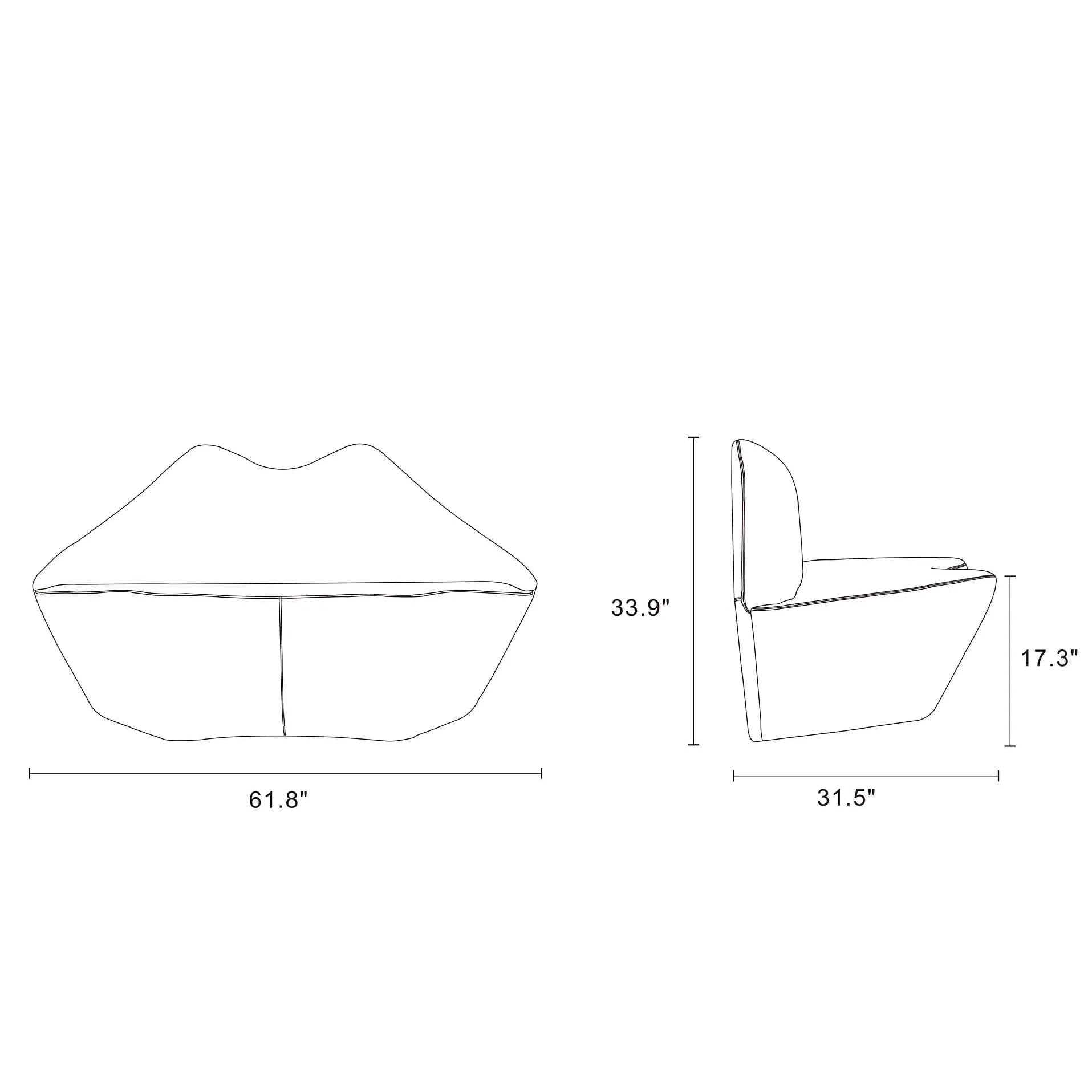 61.8-inch Faux Leather 2-Seater Loveseat