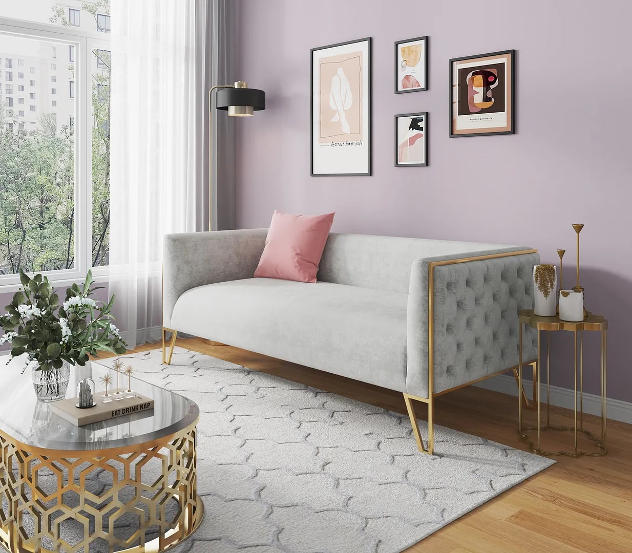 Vector 81.5-inch Velvet 3-Seat Sofa