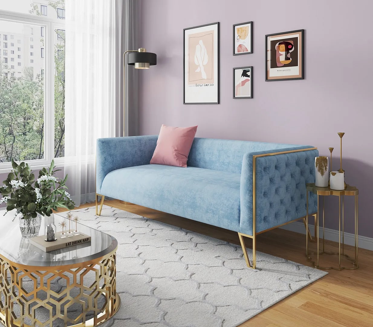 Vector 81.5-inch Velvet 3-Seat Sofa
