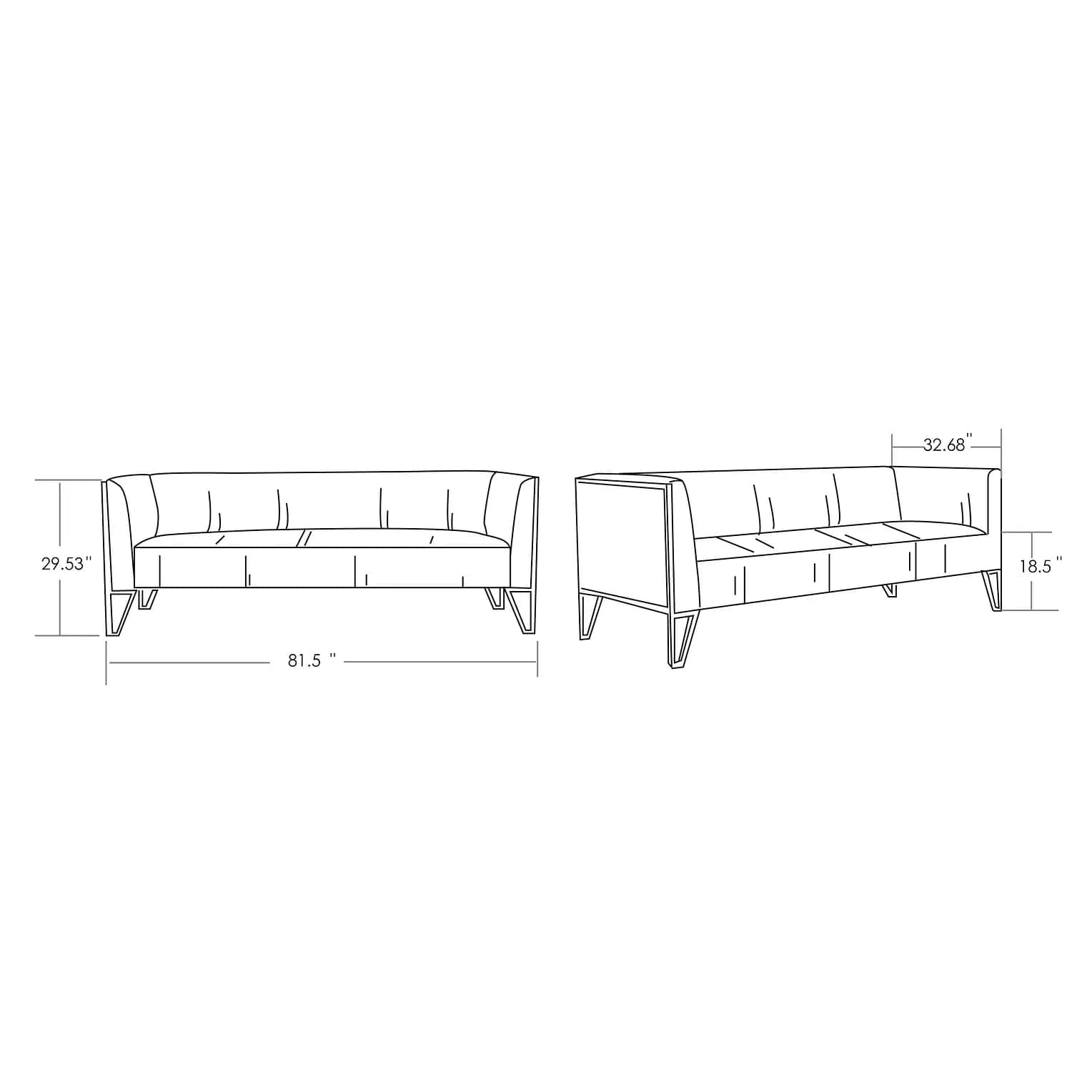 Vector 81.5-inch Velvet 3-Seat Sofa