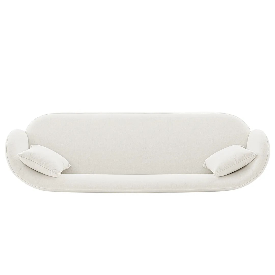 Mid-Century Modern Round Arm Curved Deep Seat Sofa