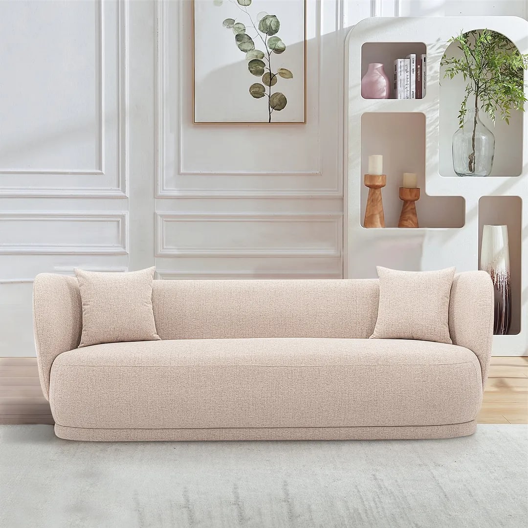 Siri Linen Weave 92.5-inch Sofa w/Pillows 