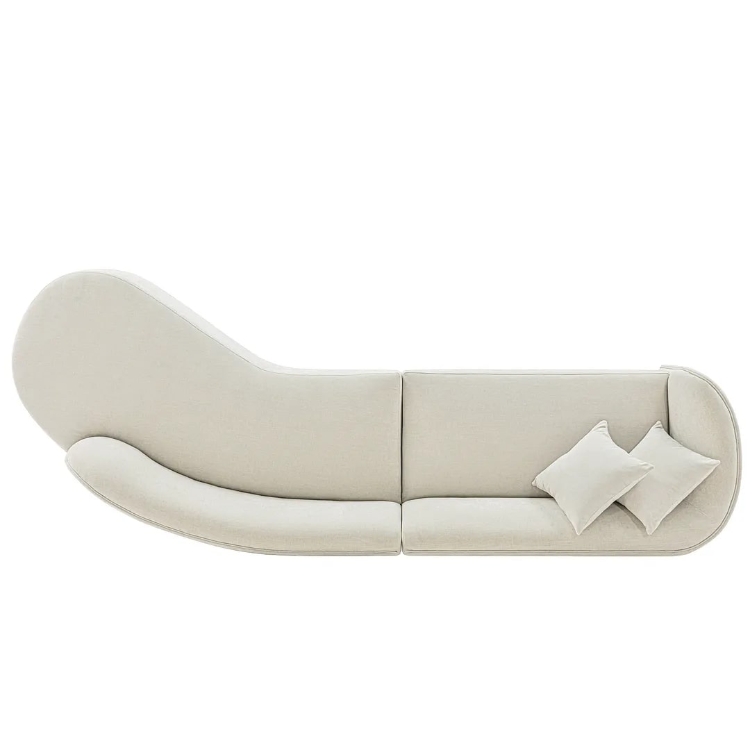 Daria Chenille Sofa Sectional with Solid Wood Frame and Pillows in Ivory