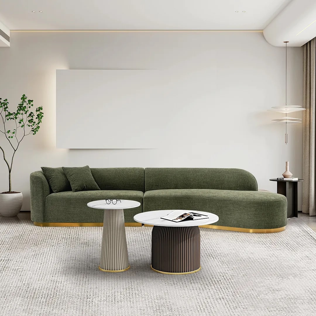 Daria Chenille Sofa Sectional w/Pillows 