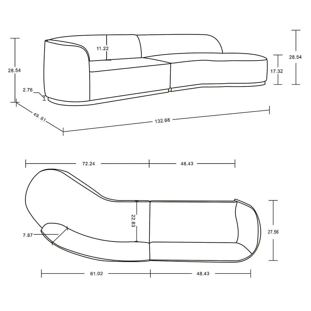Daria Chenille Sofa Sectional w/Pillows 