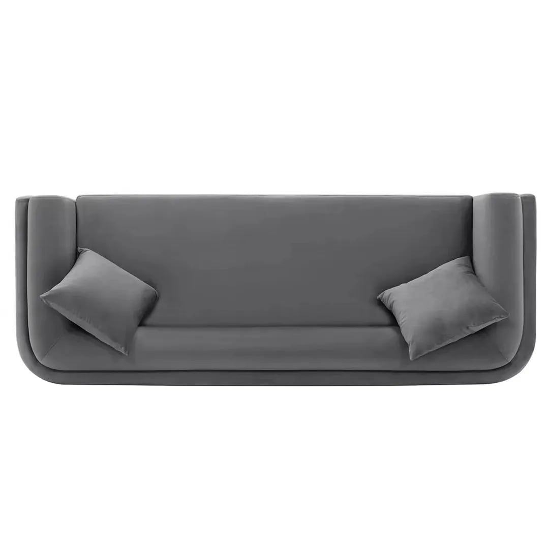 Stylish Seating with Curved Contemporary Sofa, Plush Grey Velvet