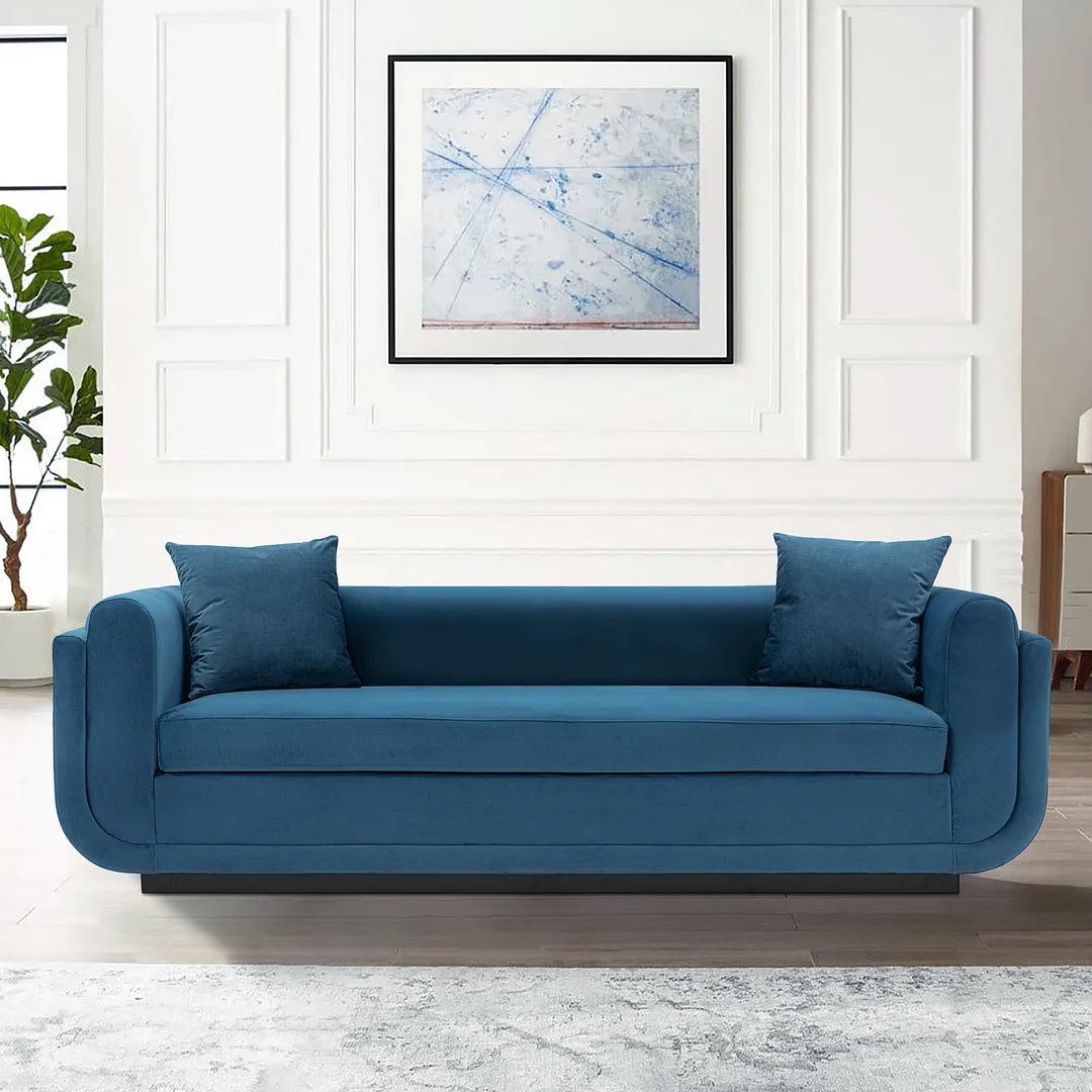 Edmonda Velvet Sofa w/Pillows 