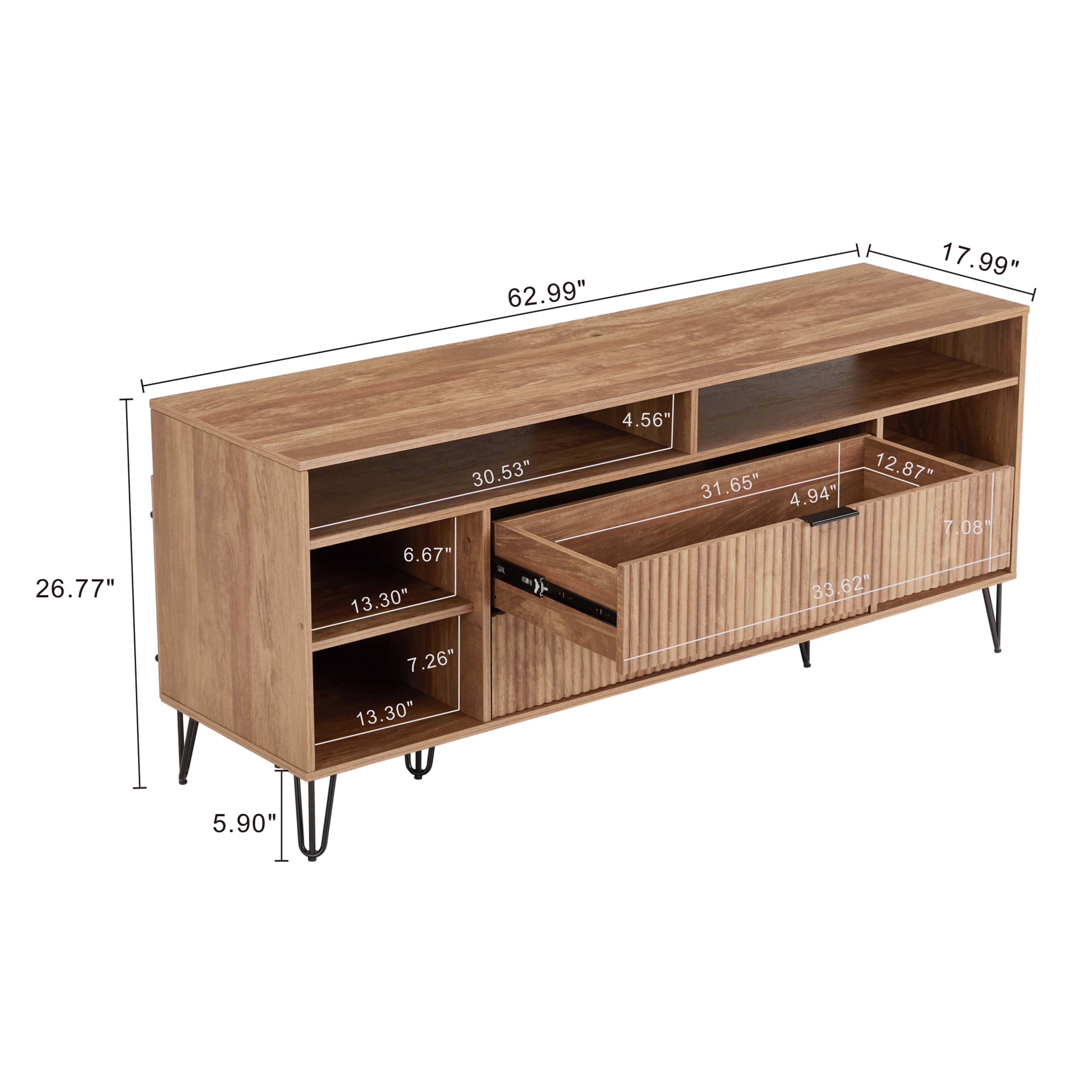 DUMBO 63-inch TV Stand w/6 Shelves & 2 Drawers 