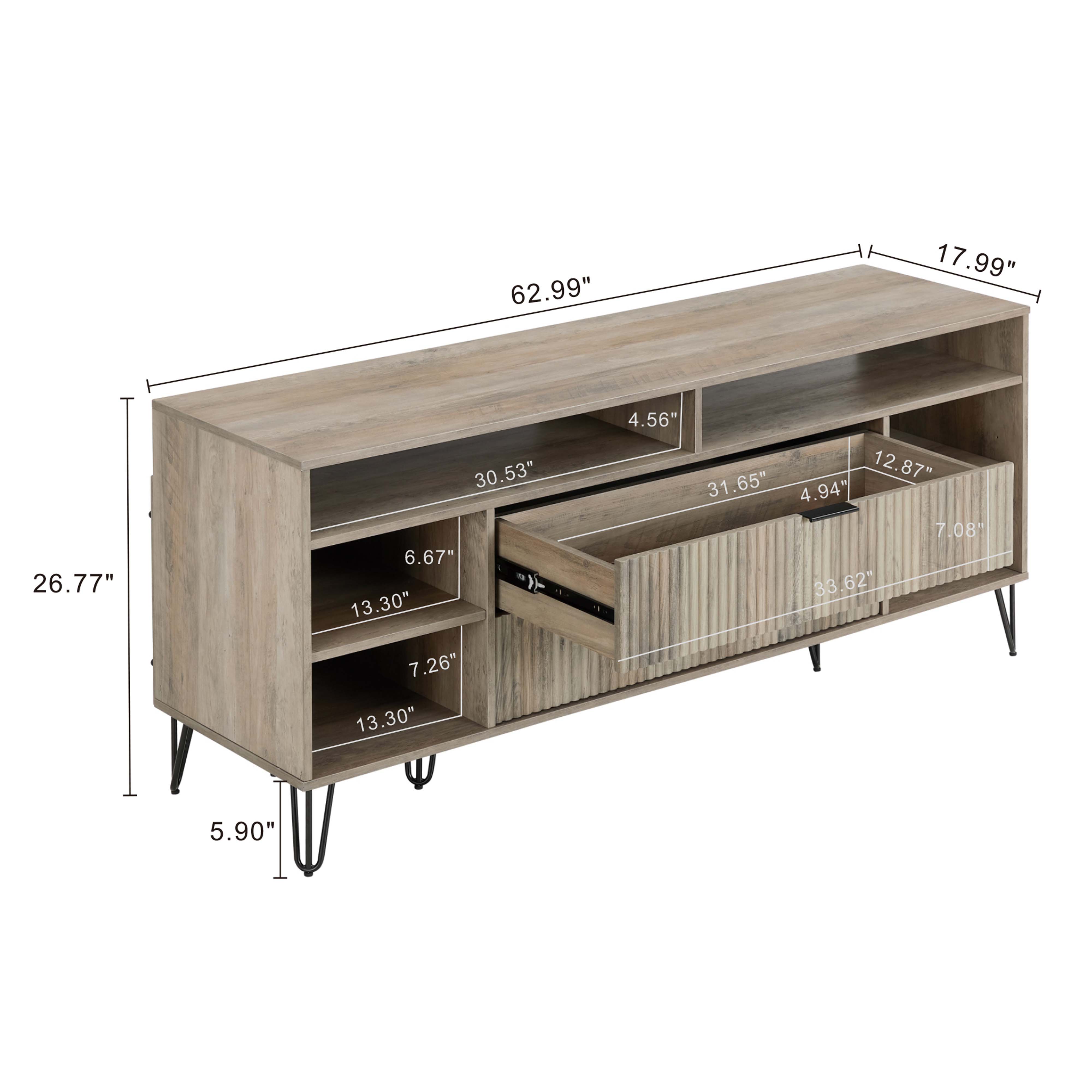 DUMBO 63-inch TV Stand w/6 Shelves & 2 Drawers 