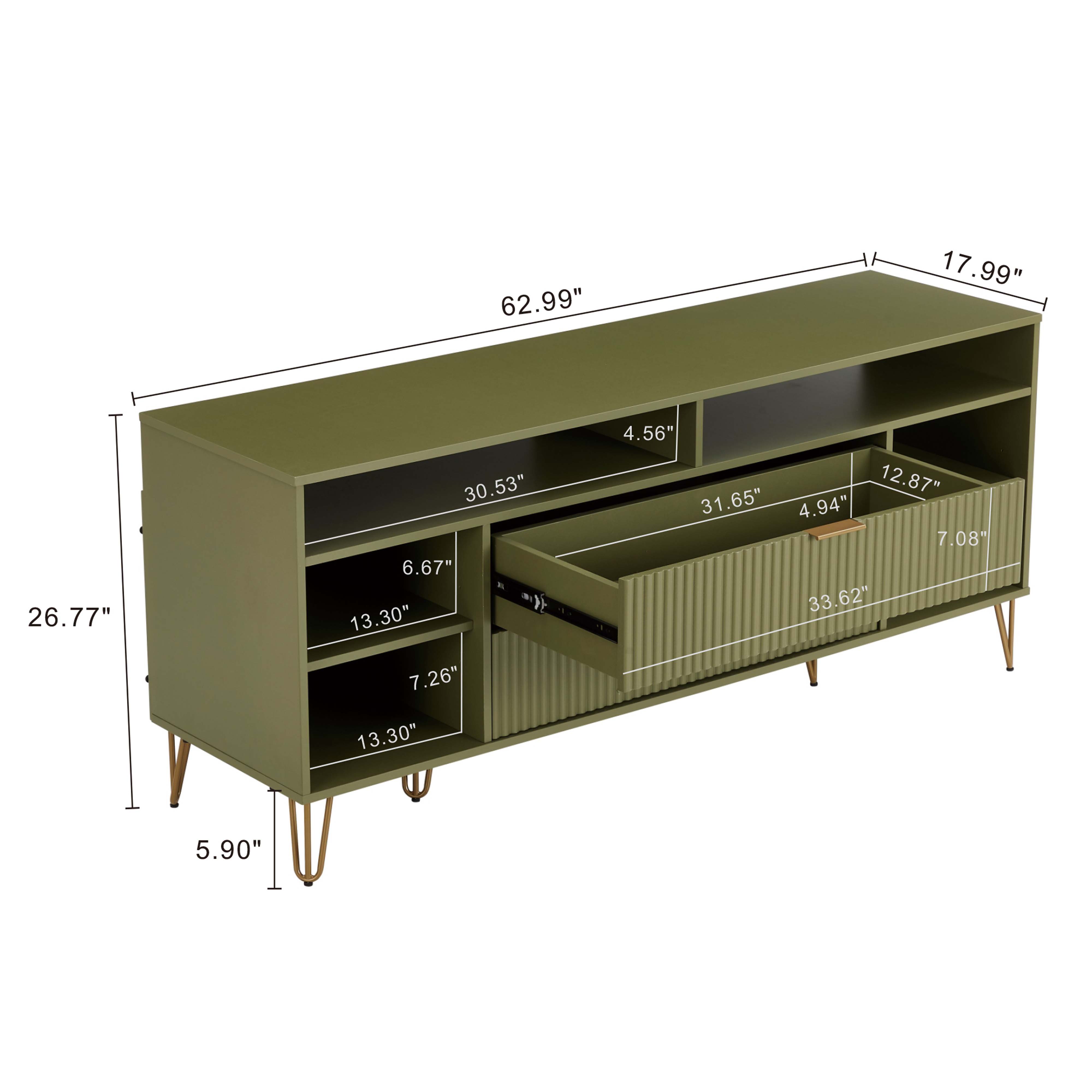 DUMBO 63-inch TV Stand w/6 Shelves & 2 Drawers 
