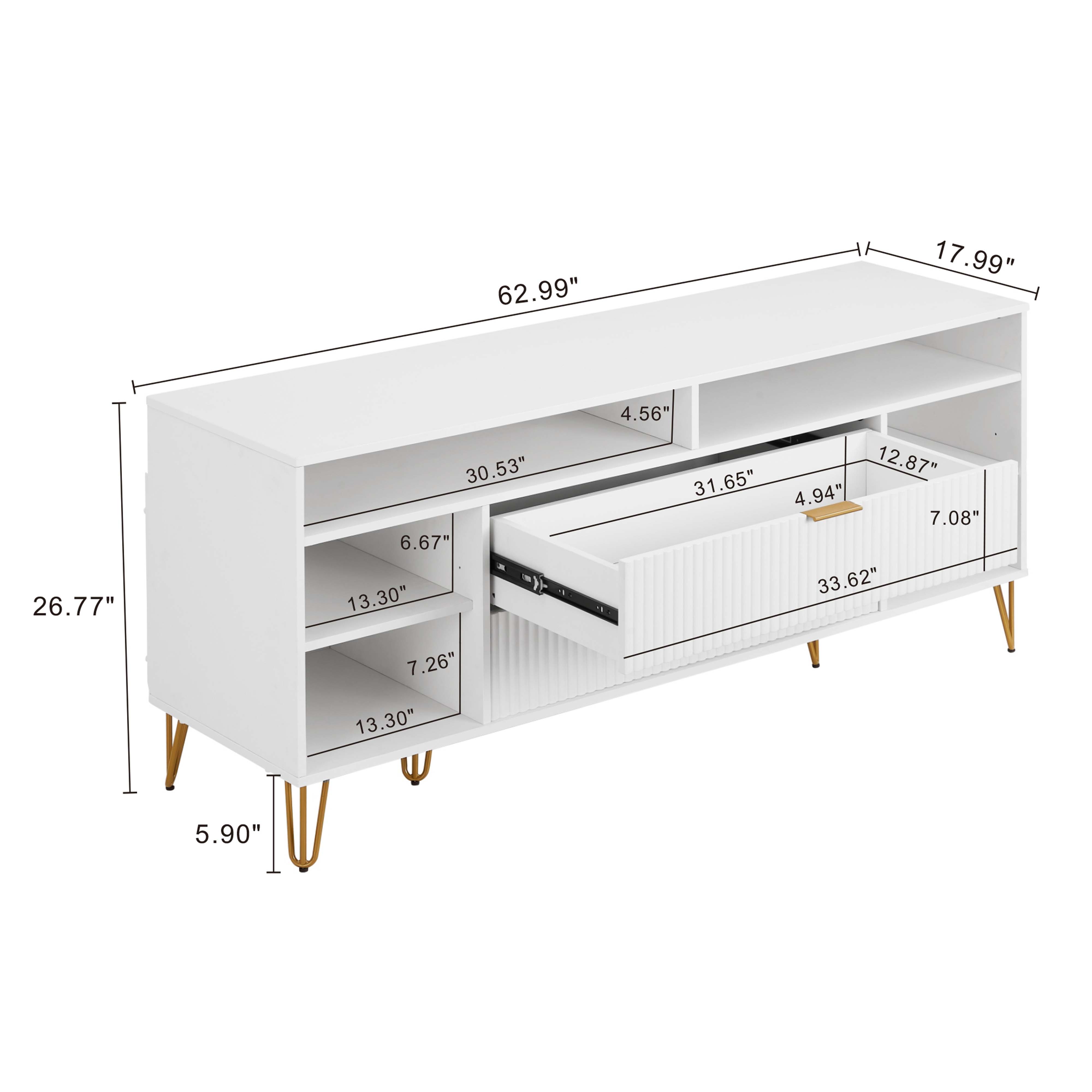 DUMBO 63-inch TV Stand w/6 Shelves & 2 Drawers 