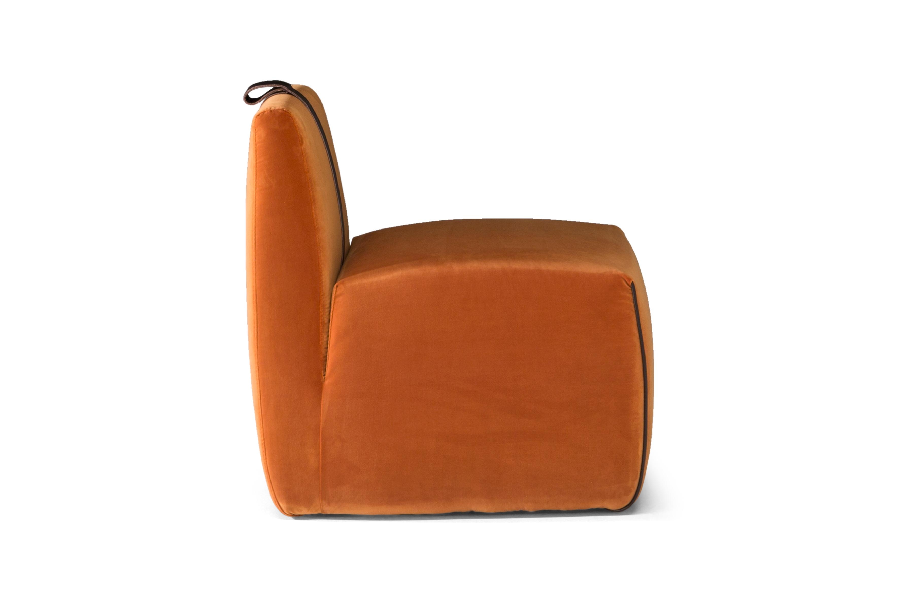 Gaia Fabric Slipper Chair with Leather Belt