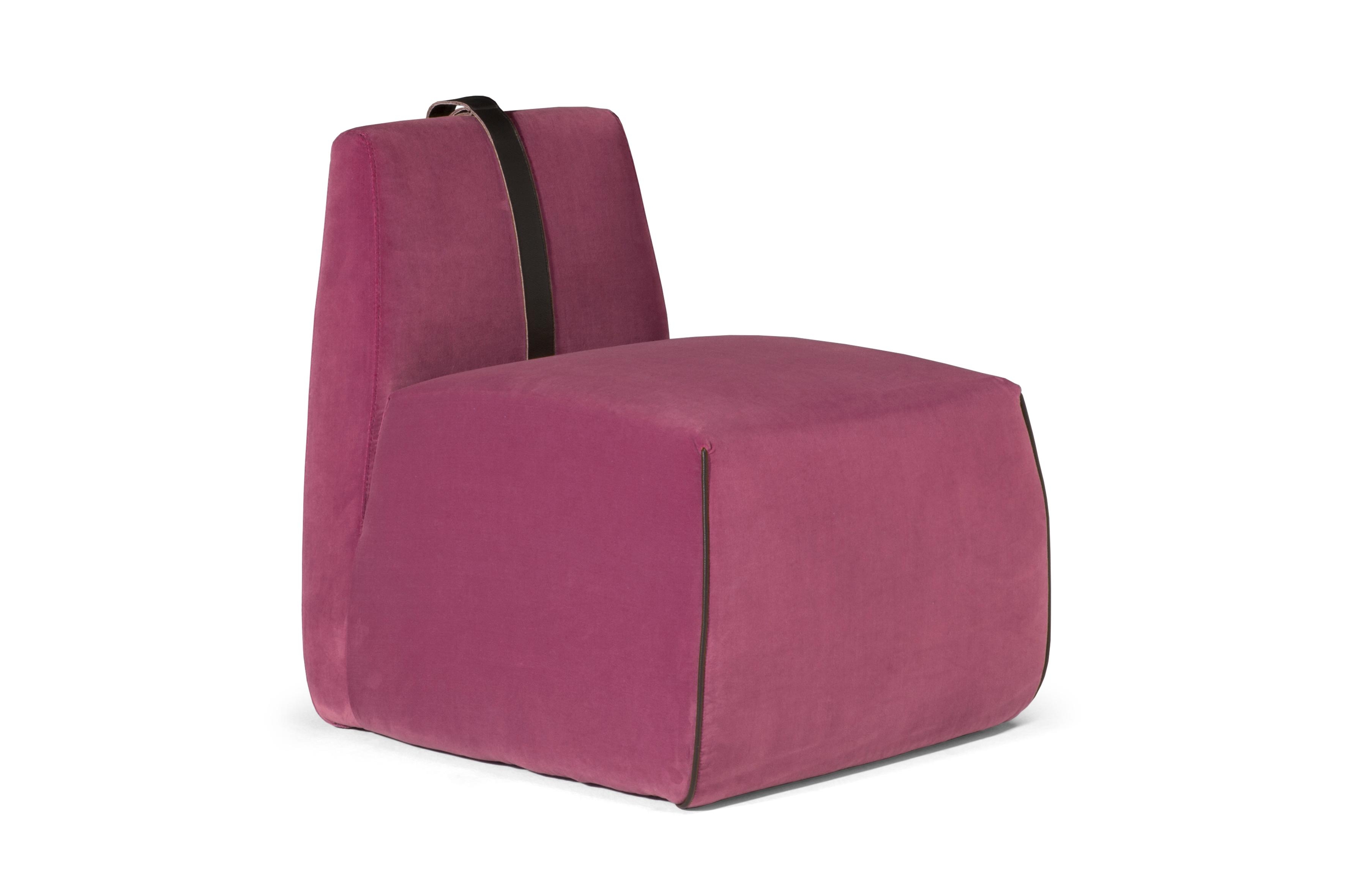 Gaia Fabric Slipper Chair with Leather Belt