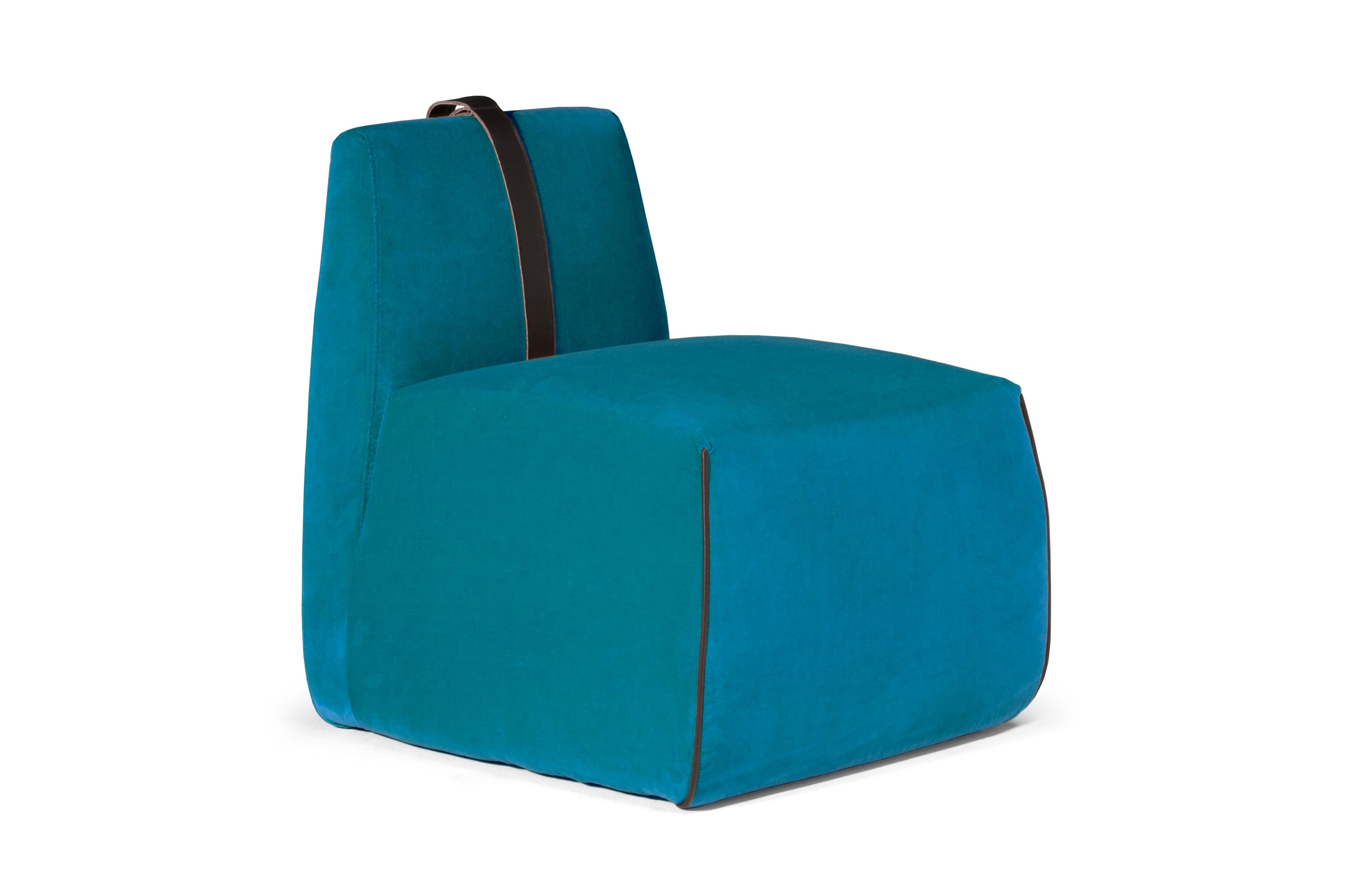 Gaia Fabric Slipper Chair with Leather Belt