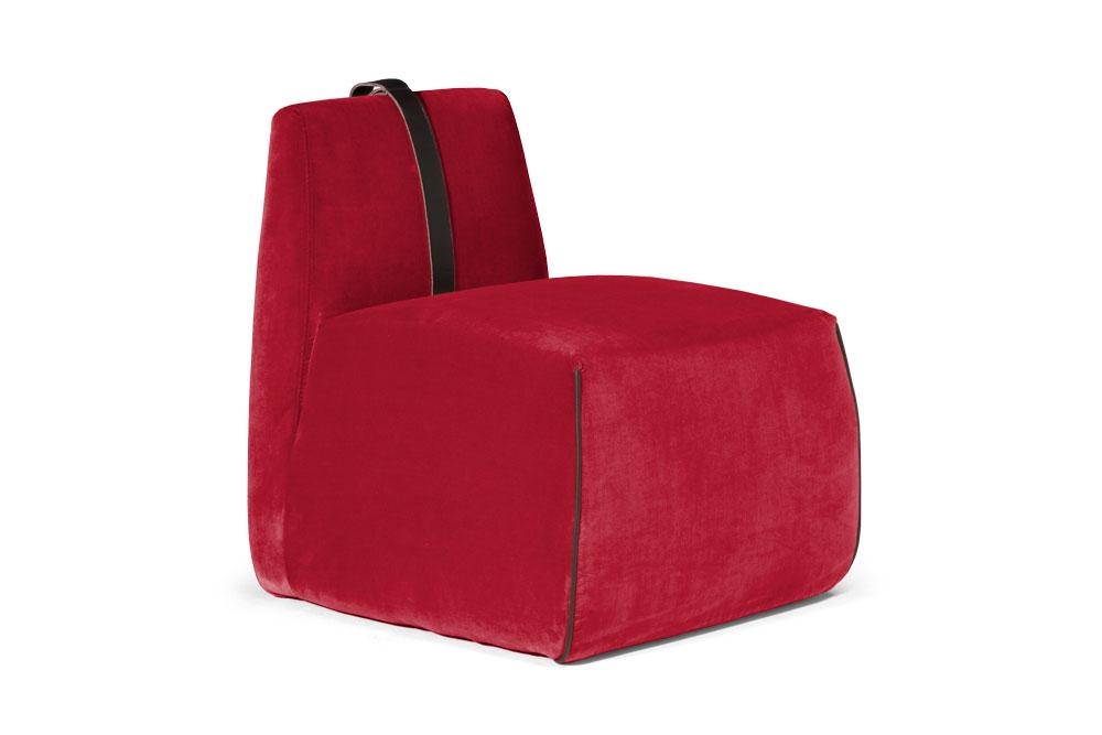 Gaia Fabric Slipper Chair with Leather Belt