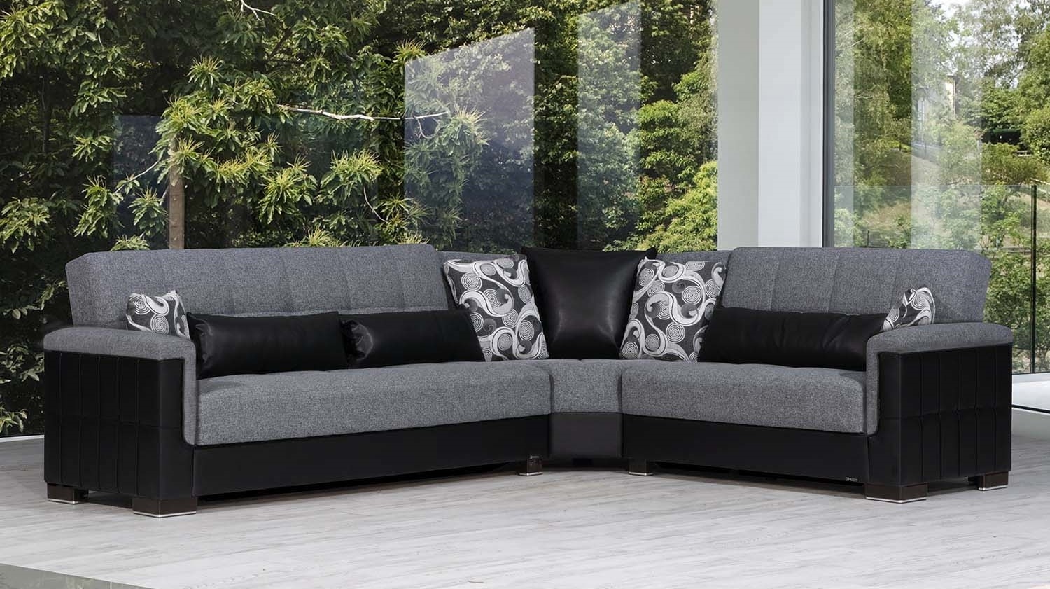 Armada Pro Fabric/PU Convertible L-Shaped Sectional Sofa