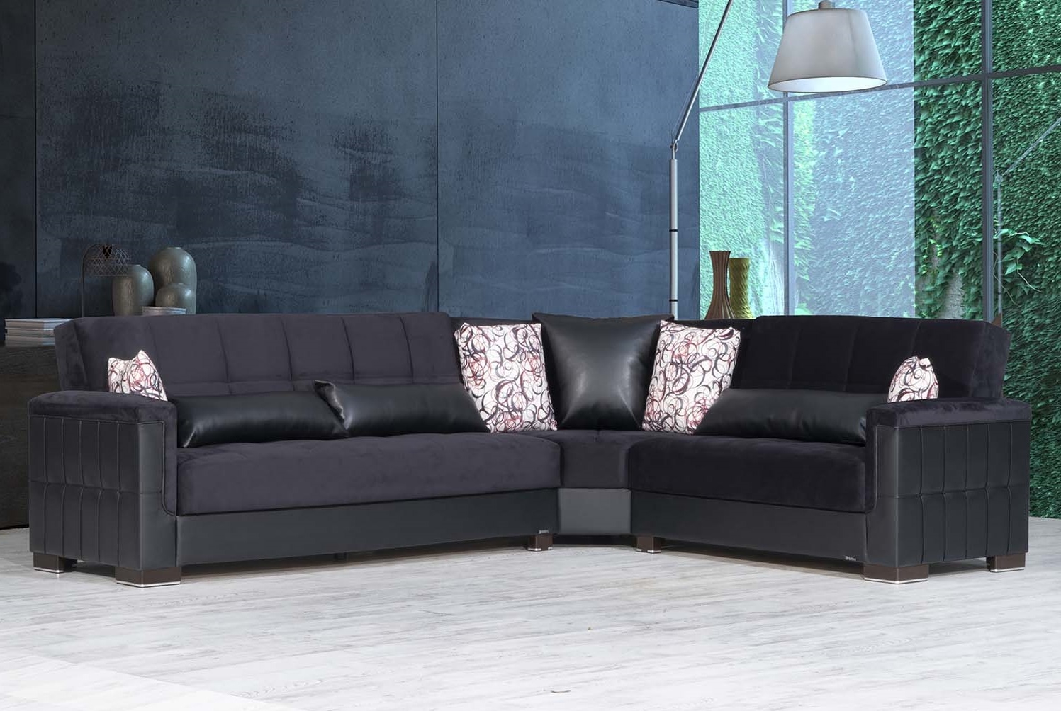 Armada Pro Fabric/PU Convertible L-Shaped Sectional Sofa