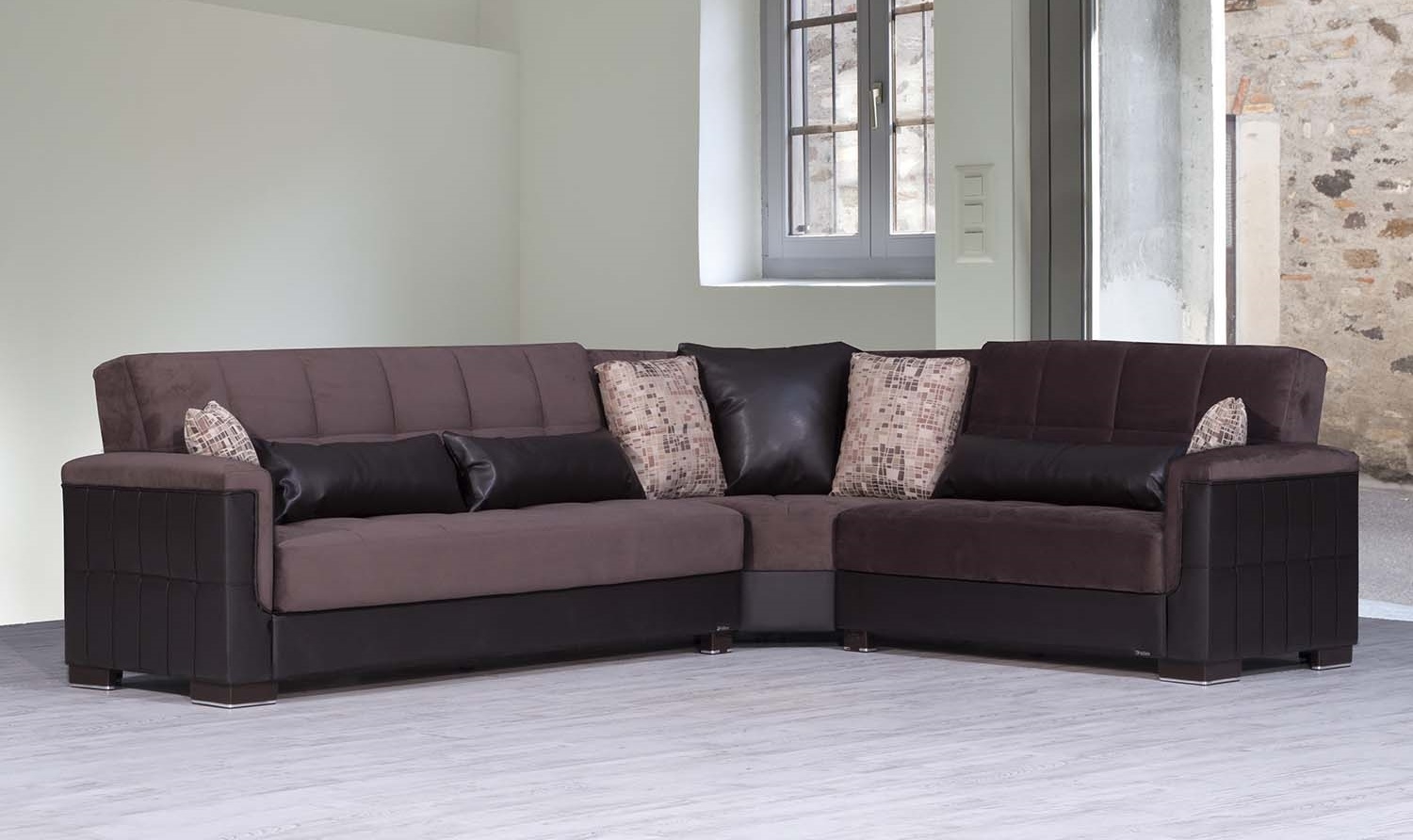 Armada Pro Fabric/PU Convertible L-Shaped Sectional Sofa
