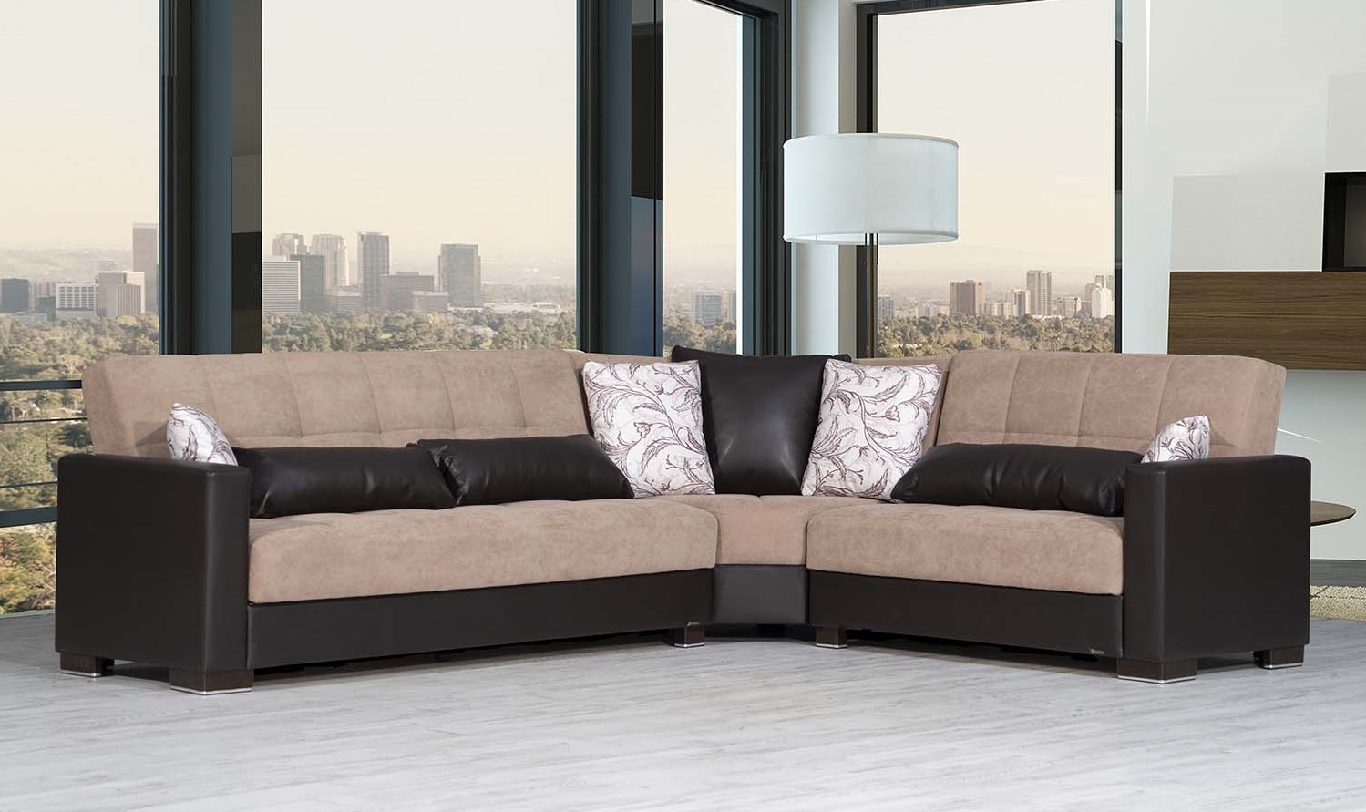 Armada Pro Fabric/PU Convertible L-Shaped Sectional Sofa