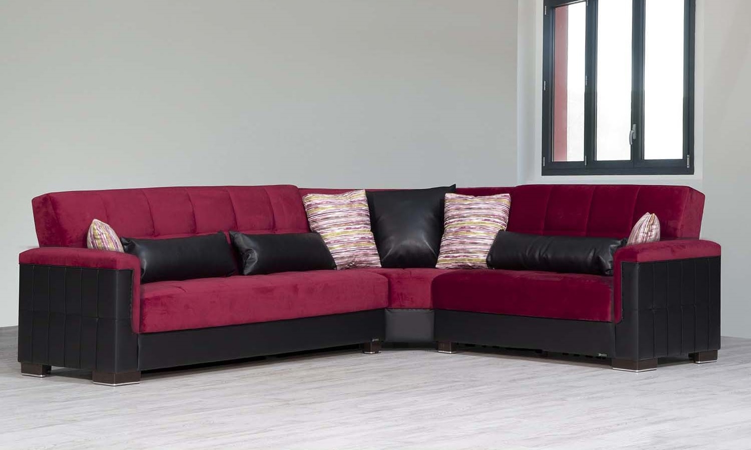 Armada Pro Fabric/PU Convertible L-Shaped Sectional Sofa