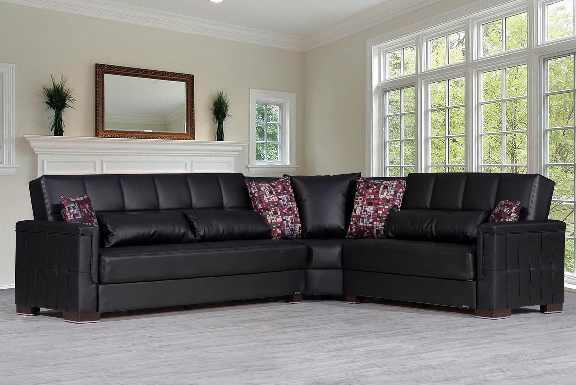 Armada Pro Fabric/PU Convertible L-Shaped Sectional Sofa