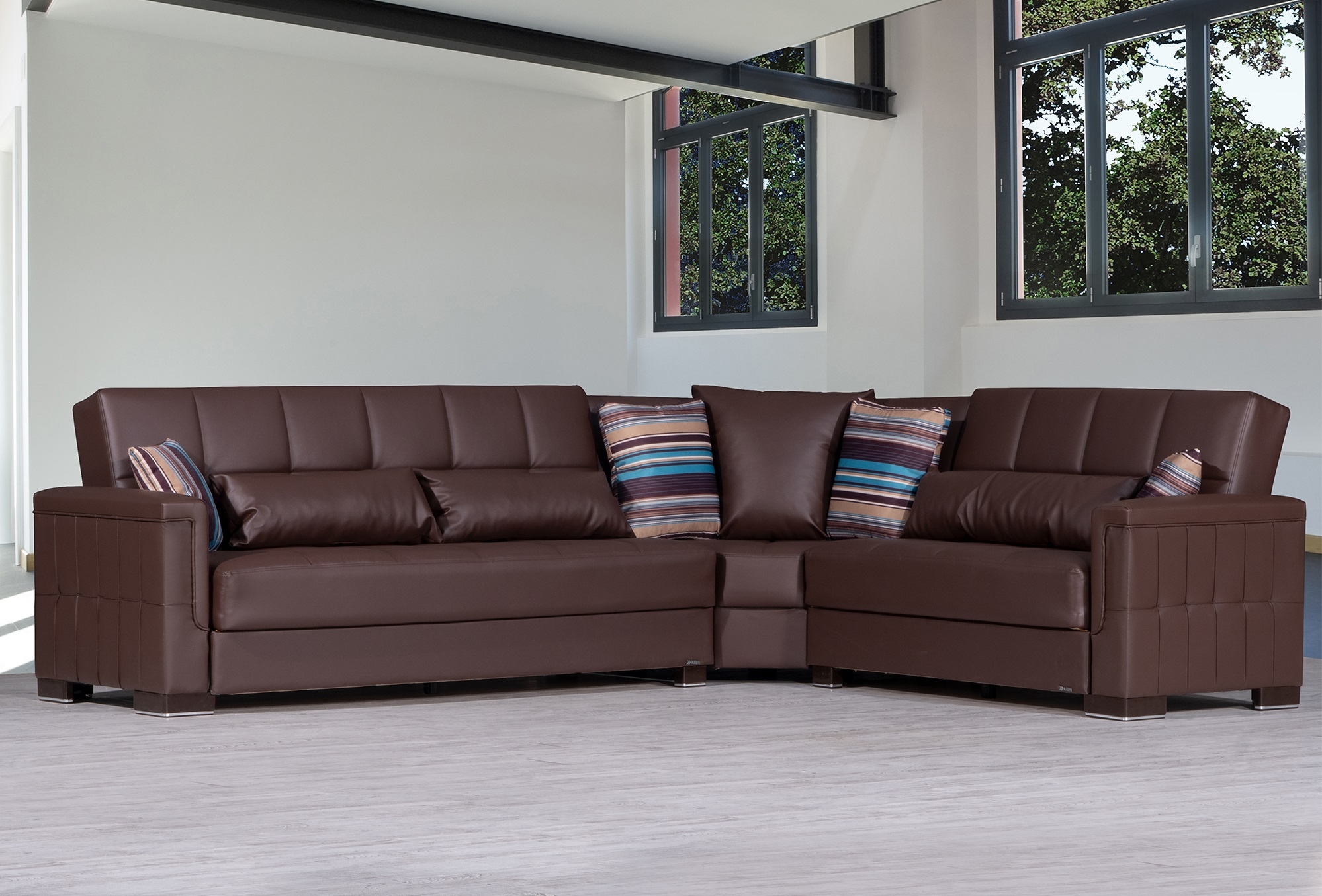 Armada Pro Fabric/PU Convertible L-Shaped Sectional Sofa