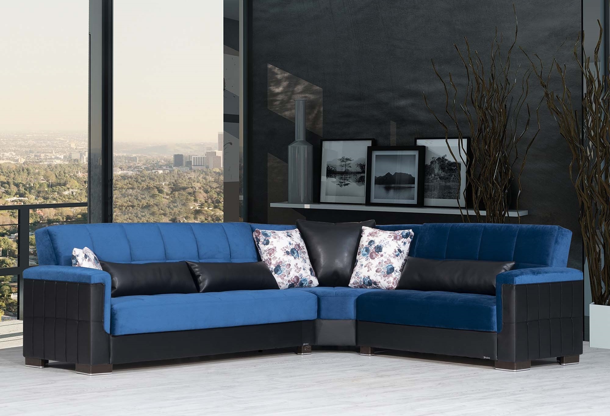Armada Pro Fabric/PU Convertible L-Shaped Sectional Sofa