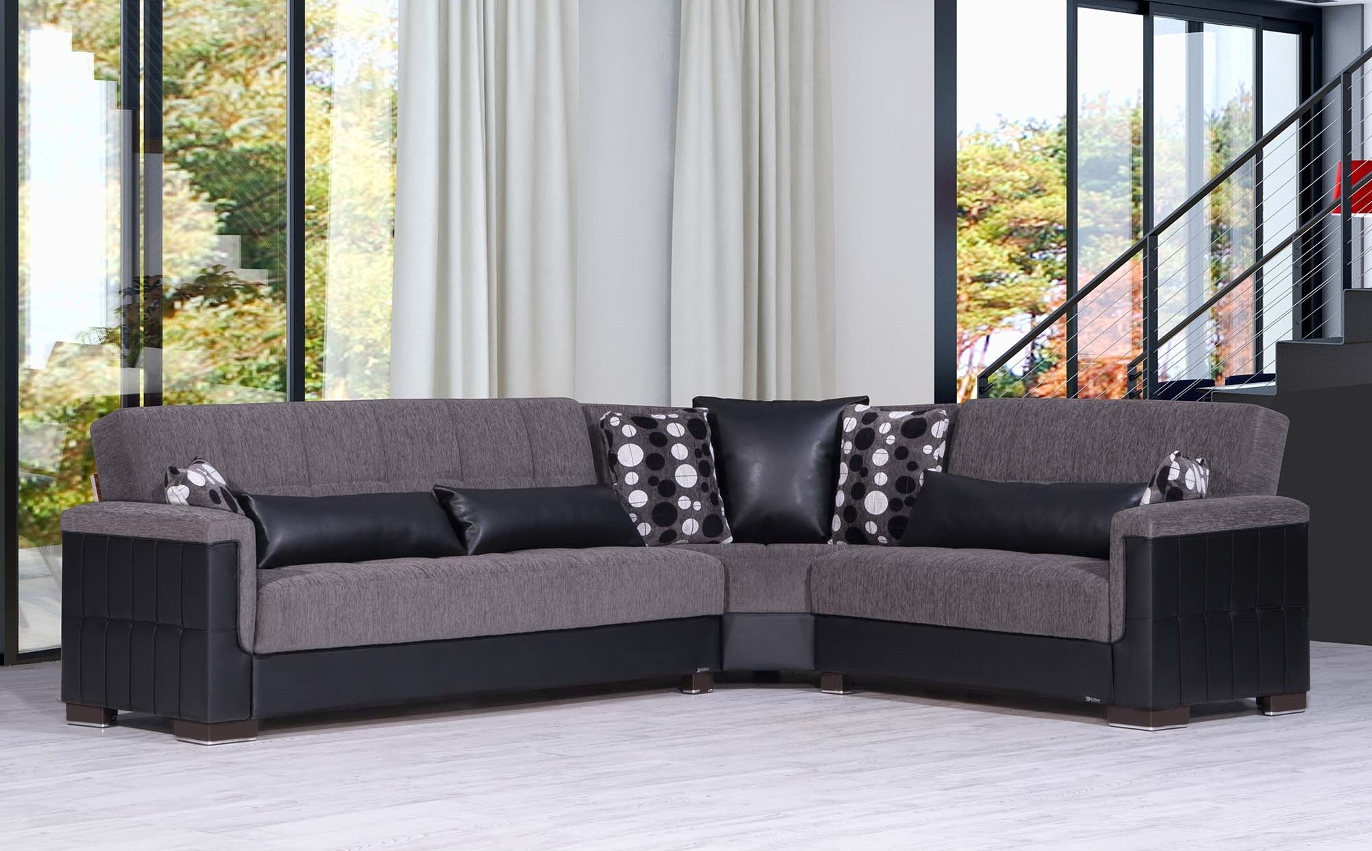Armada Pro Fabric/PU Convertible L-Shaped Sectional Sofa