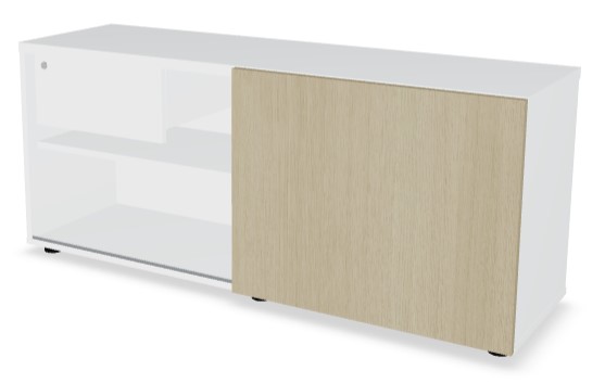 Standard Office Managerial Cabinet w/Drawer, 2 Open Shelves & Sliding Door