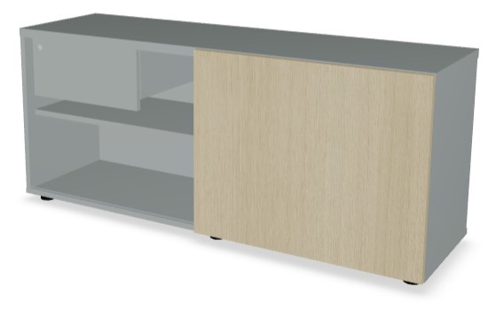 Standard Office Managerial Cabinet w/Drawer, 2 Open Shelves & Sliding Door