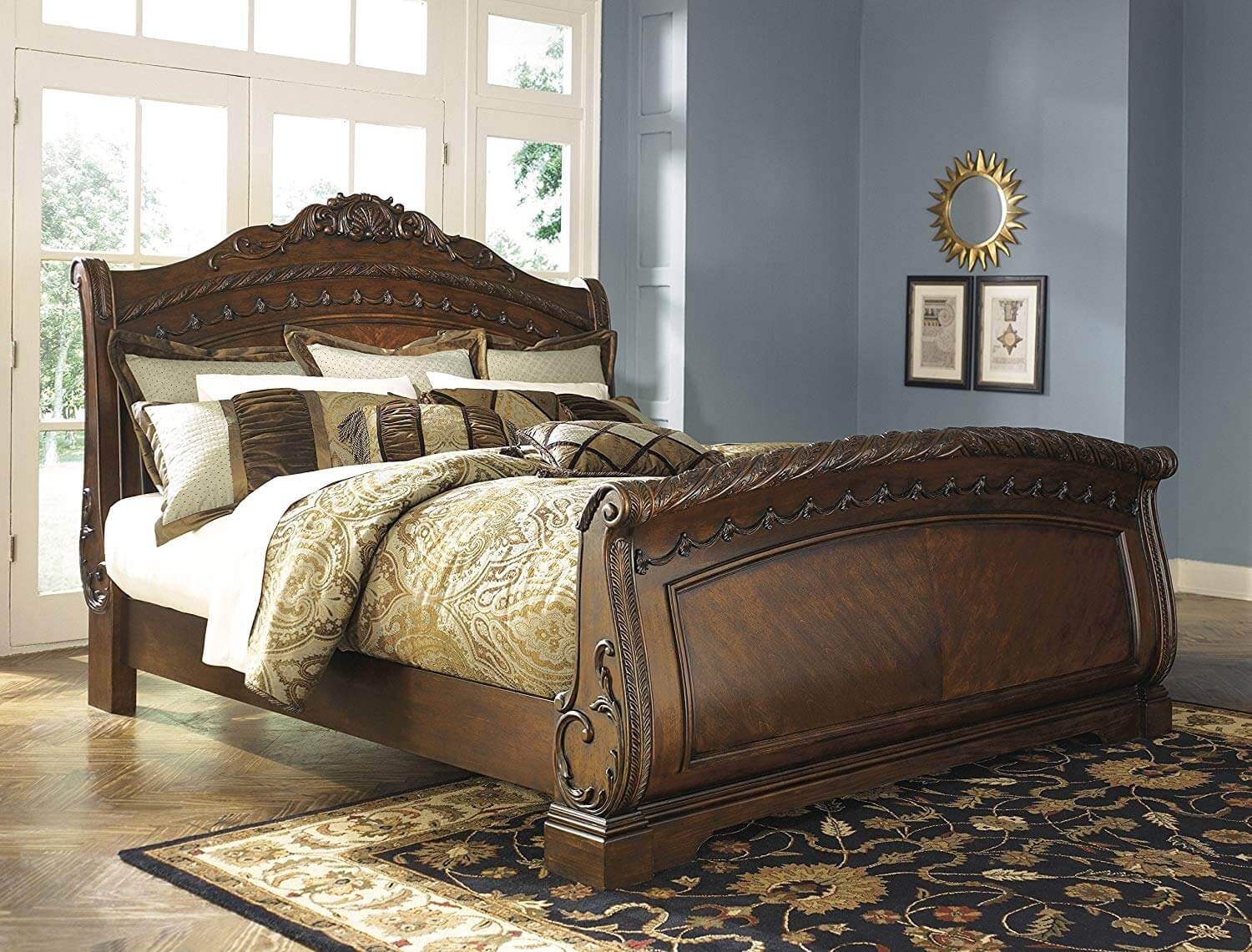 Ashley SM North Shore Wood Sleigh Queen Size Bed
