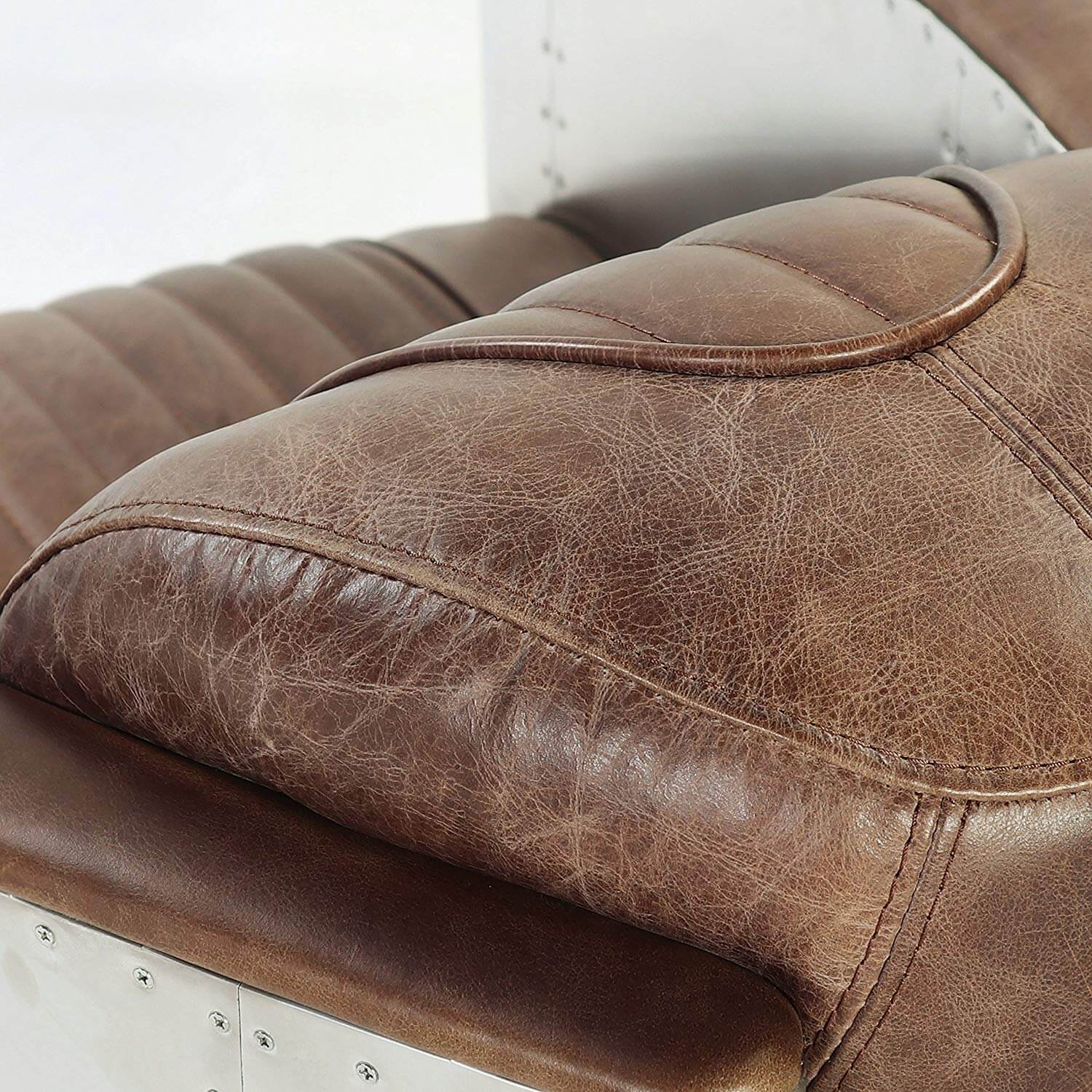Brancaster Vintage Top Grain Leather/Aluminum Living Room Set
