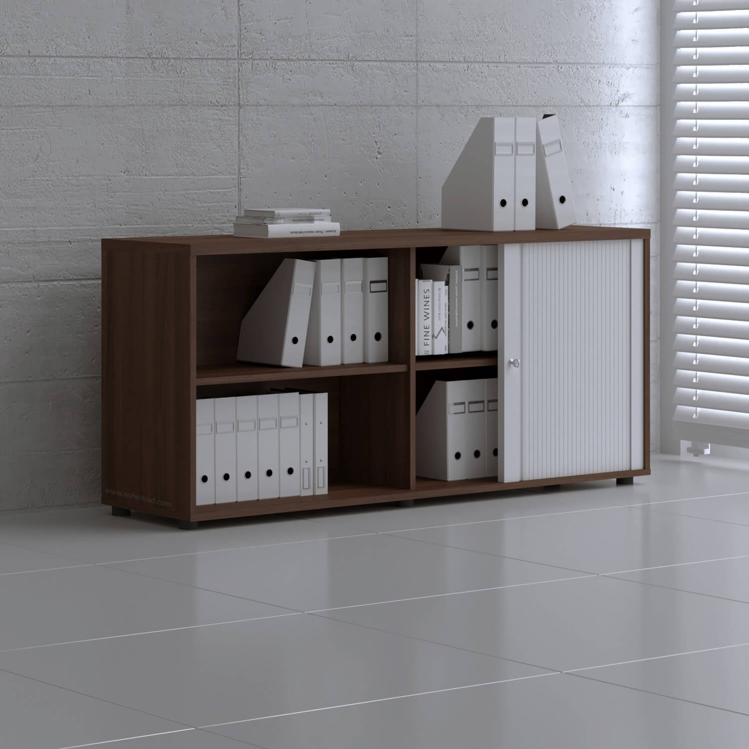 Standard Office W63" Tambour Cabinet w/2 Shelves & Lockable Door