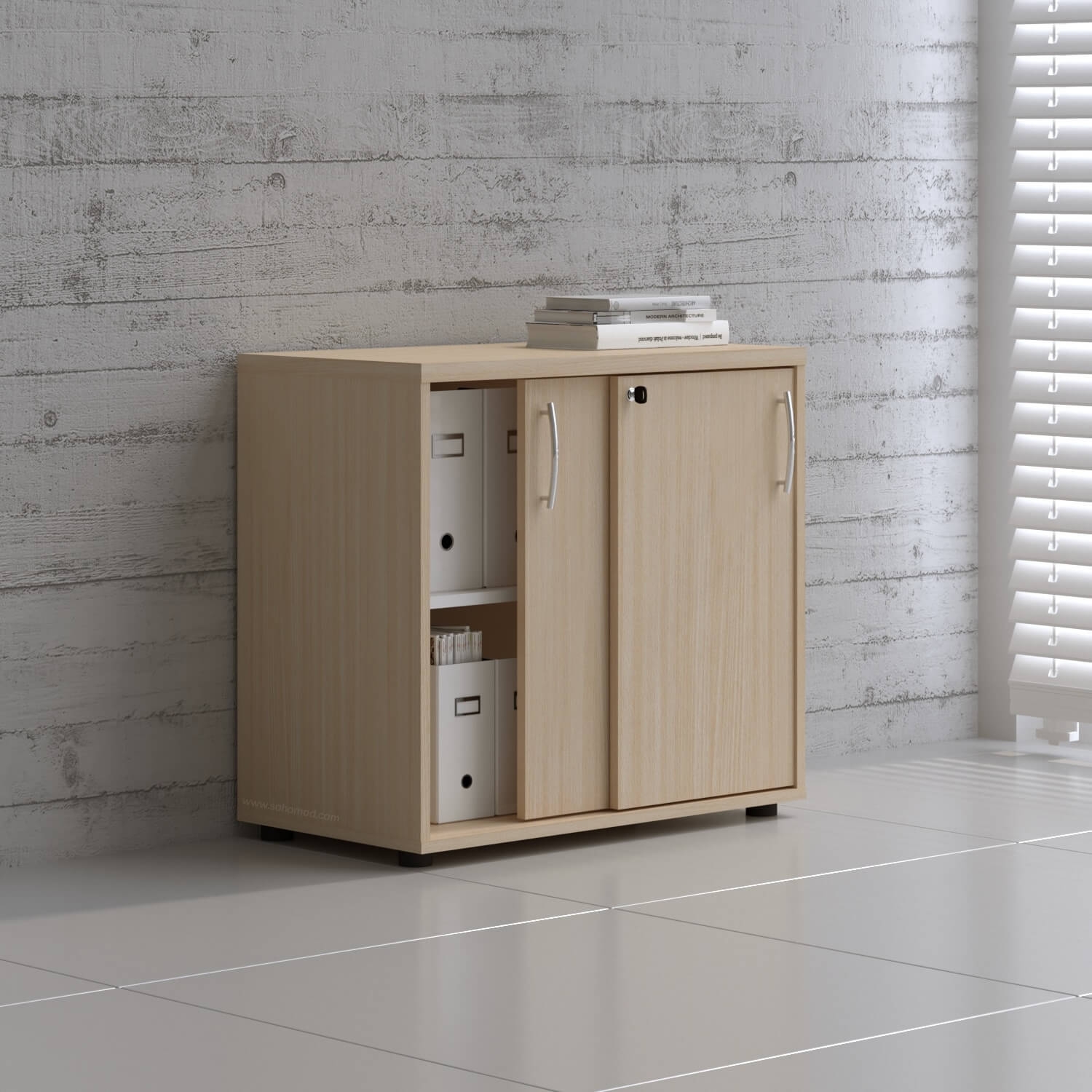 Standard Office W31.5" Cabinet w/2 Shelves & Sliding Lockable Doors