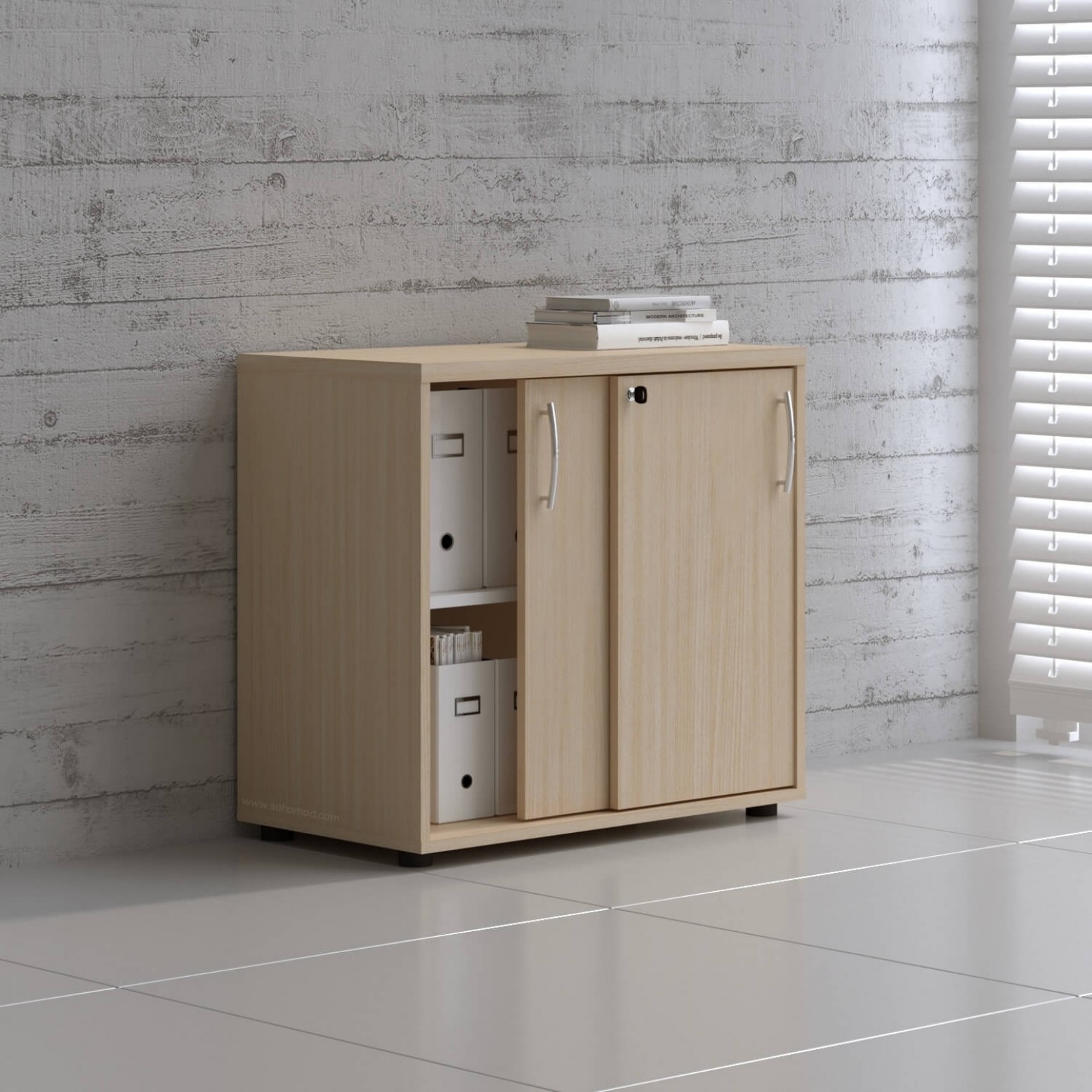 Standard Office Cabinet w/Shelves & Sliding Lockable Doors