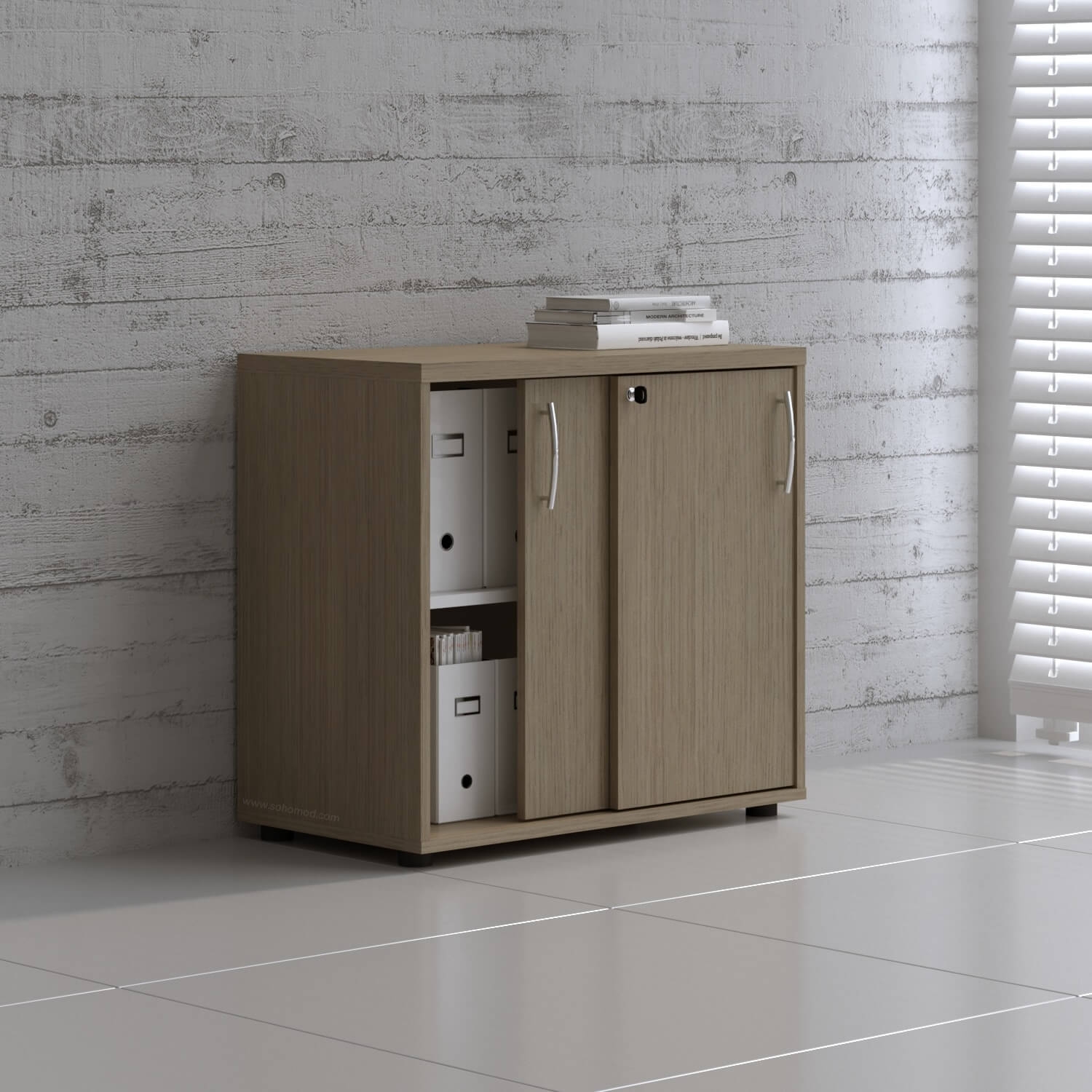 Standard Office W31.5" Cabinet w/2 Shelves & Sliding Lockable Doors