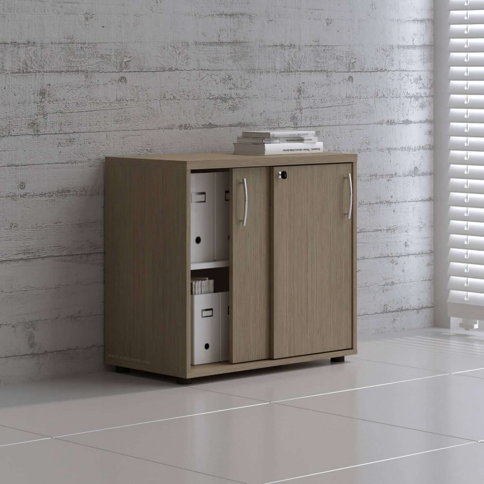 Standard Office Cabinet w/Shelves & Sliding Lockable Doors