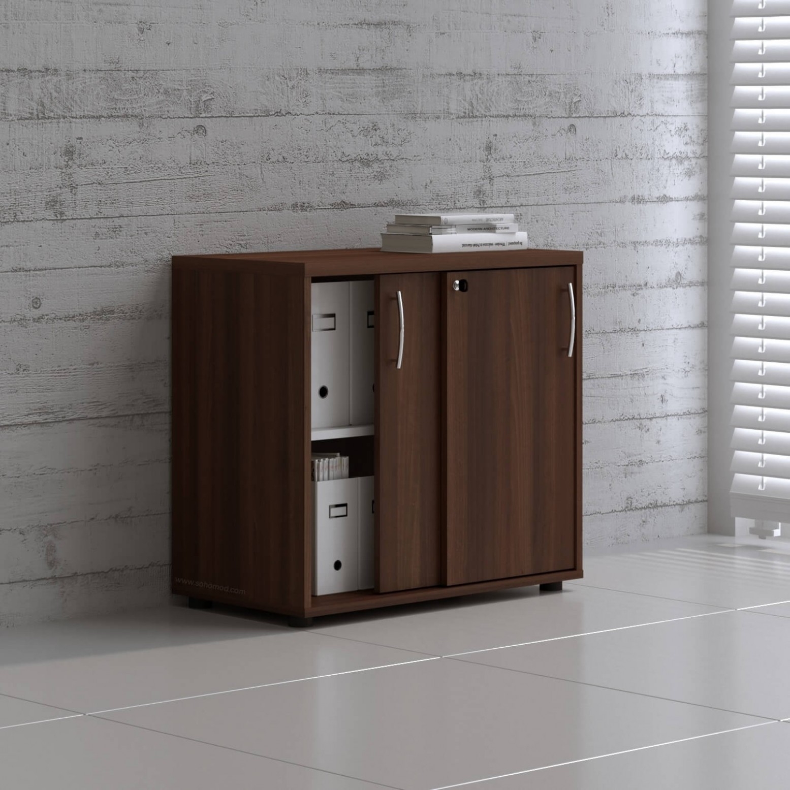 Standard Office Cabinet w/Shelves & Sliding Lockable Doors