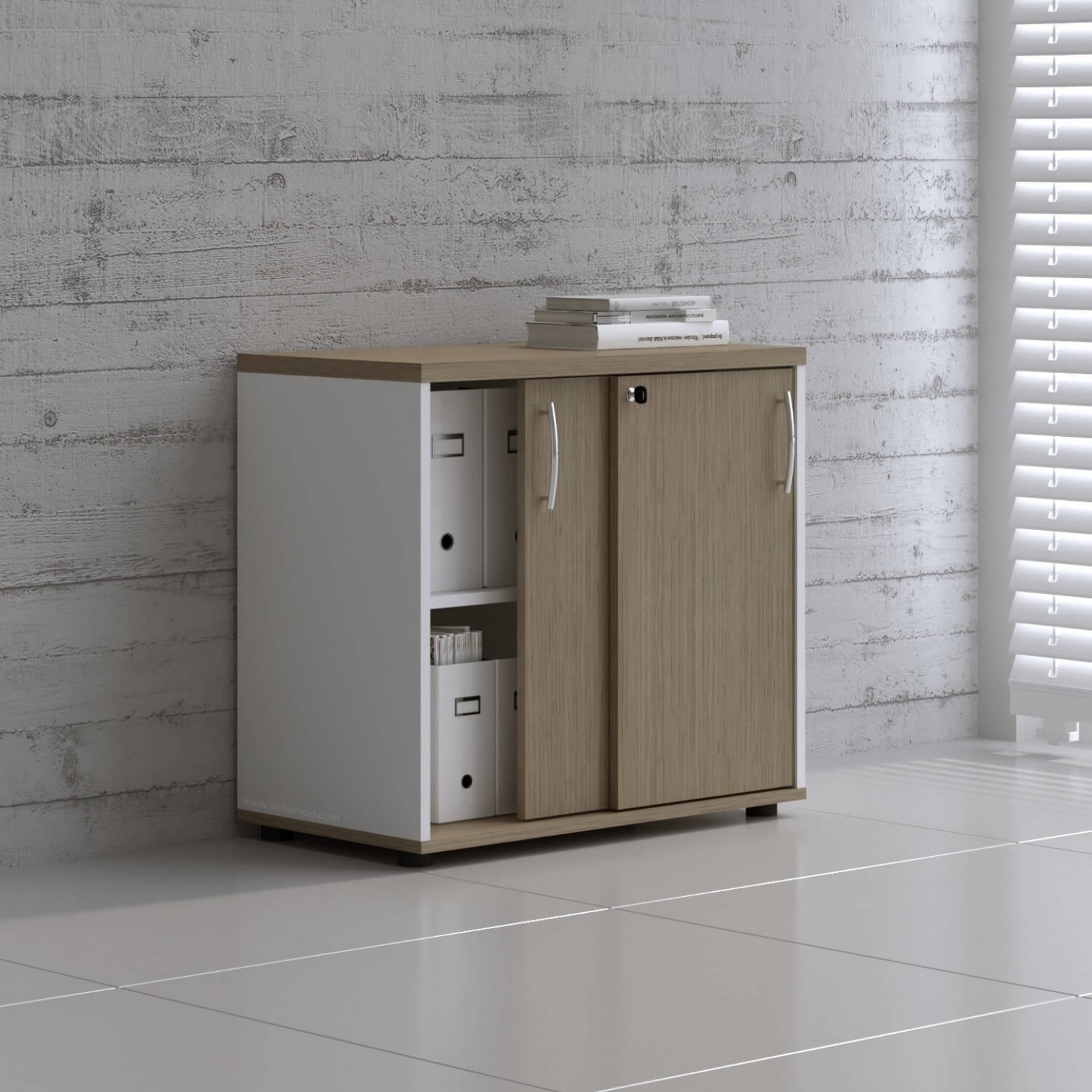 Standard Office Cabinet w/Shelves & Sliding Lockable Doors
