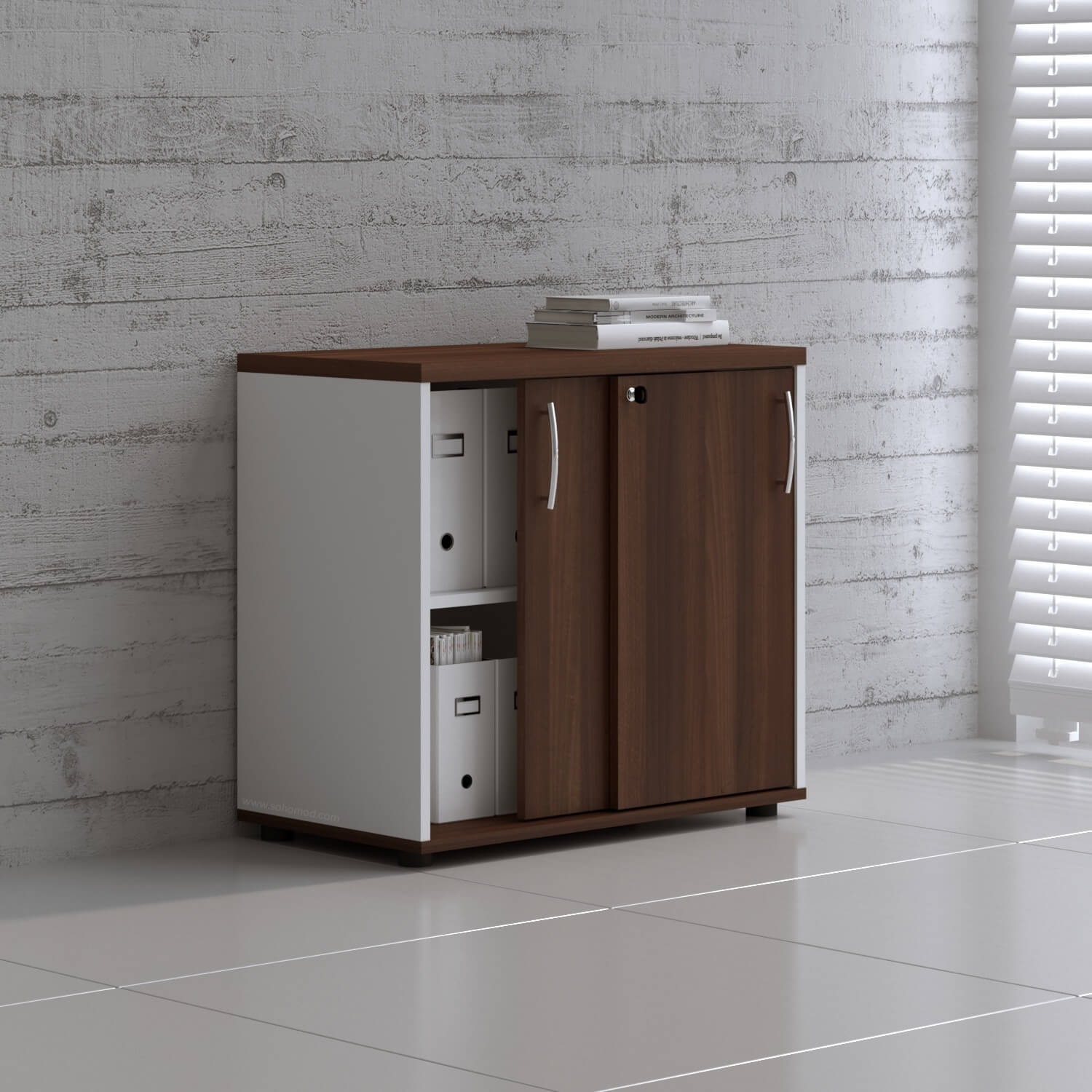 Standard Office W31.5" Cabinet w/2 Shelves & Sliding Lockable Doors