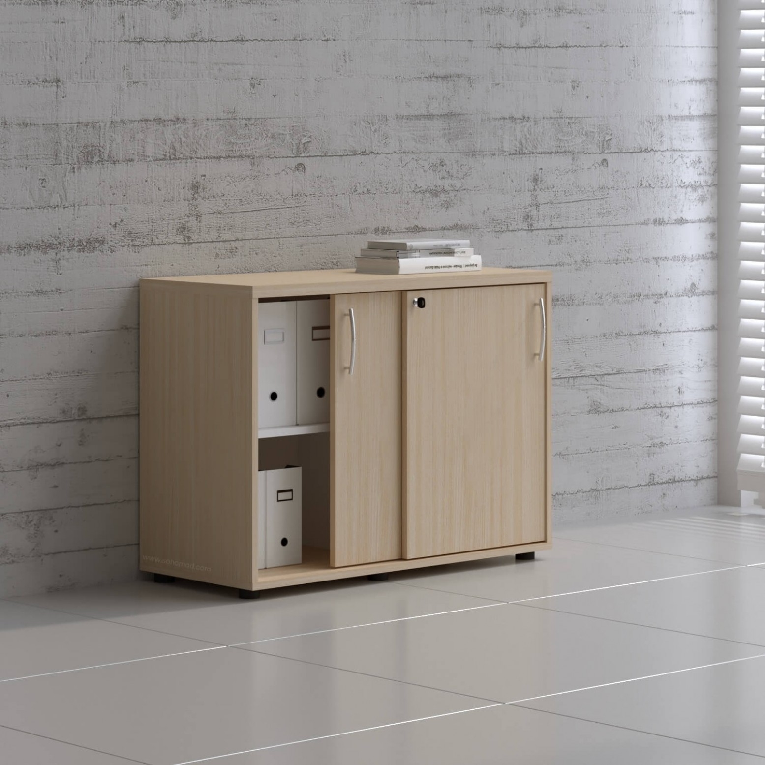 Standard Office Cabinet w/Shelves & Sliding Lockable Doors