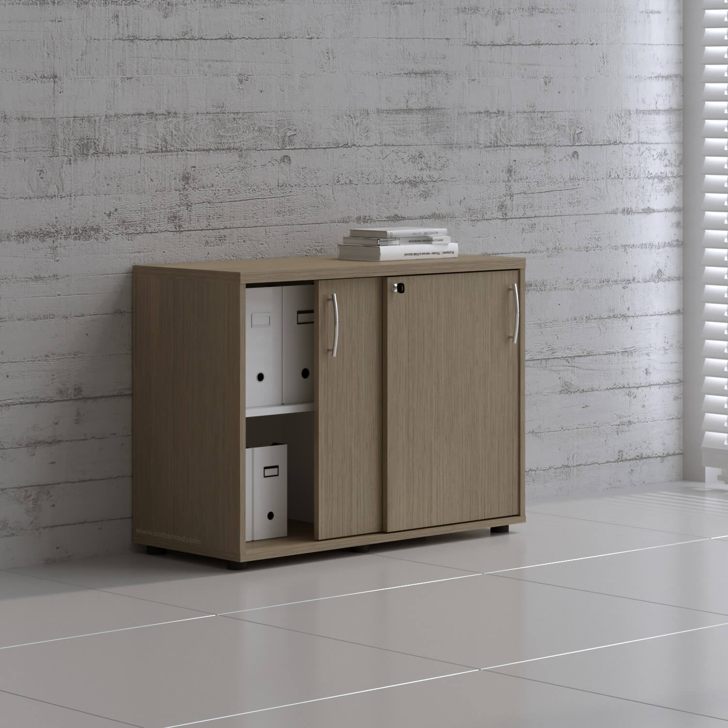 Standard Office W39.4" Cabinet w/2 Shelves & Sliding Lockable Doors
