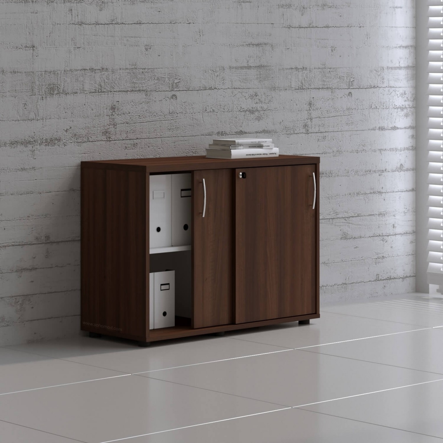 Standard Office Cabinet w/Shelves & Sliding Lockable Doors