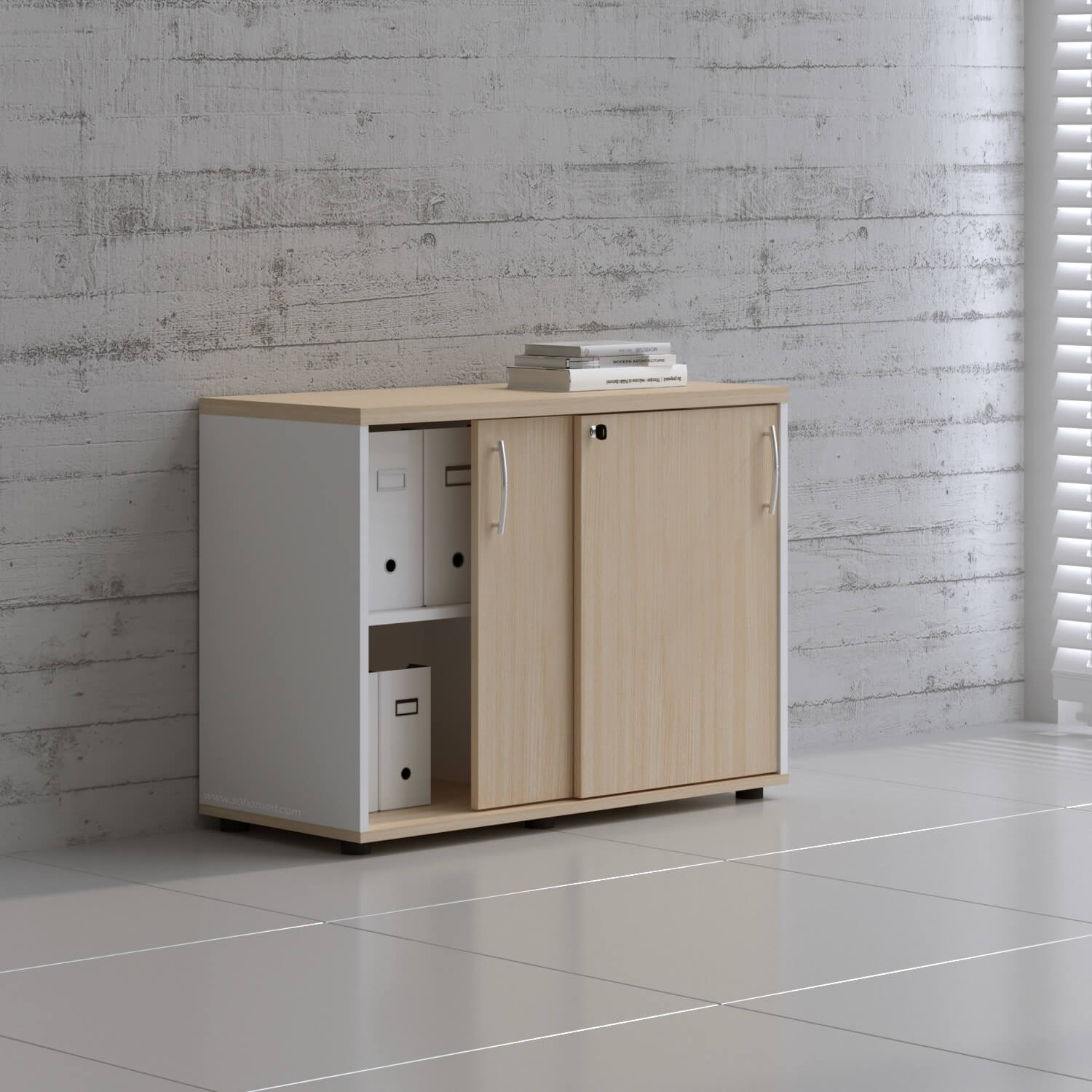 Standard Office W39.4" Cabinet w/2 Shelves & Sliding Lockable Doors