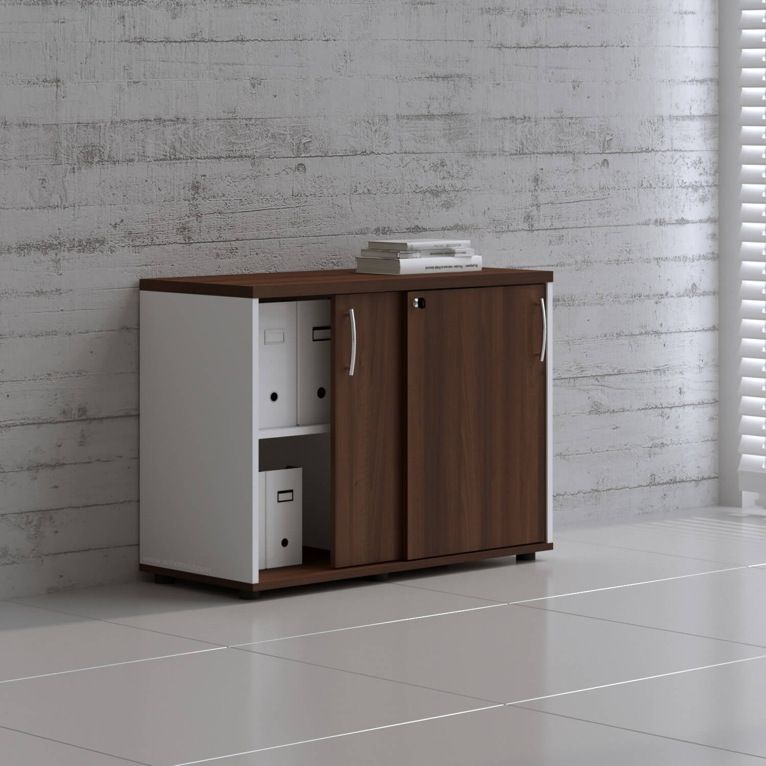 Standard Office W39.4" Cabinet w/2 Shelves & Sliding Lockable Doors