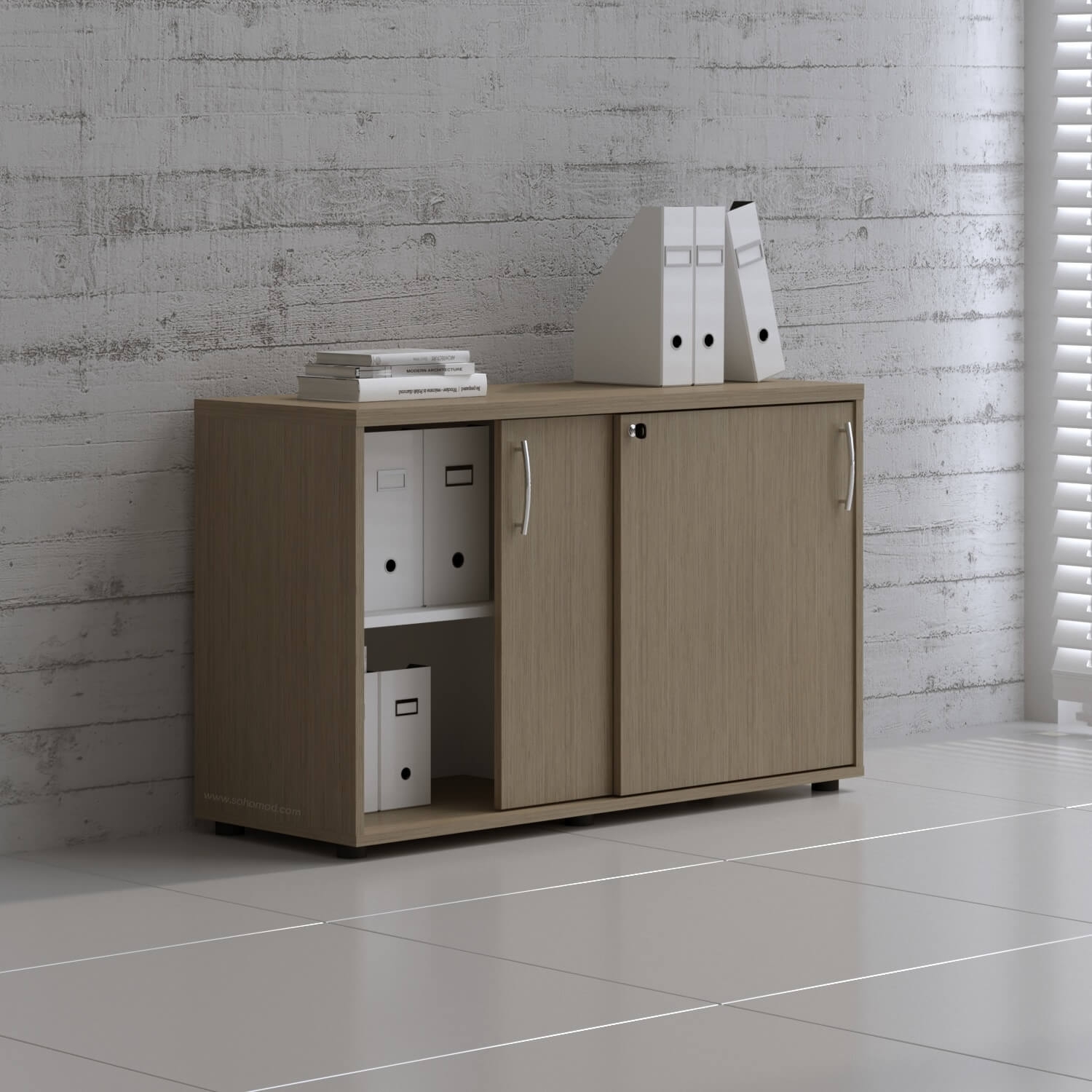 Standard Office W47.2" Cabinet w/2 Shelves & Sliding Lockable Doors