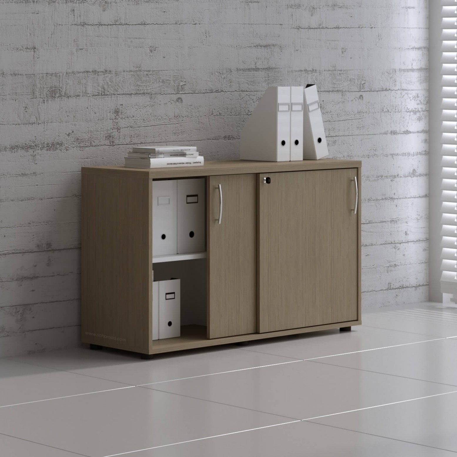 Standard Office Cabinet w/Shelves & Sliding Lockable Doors