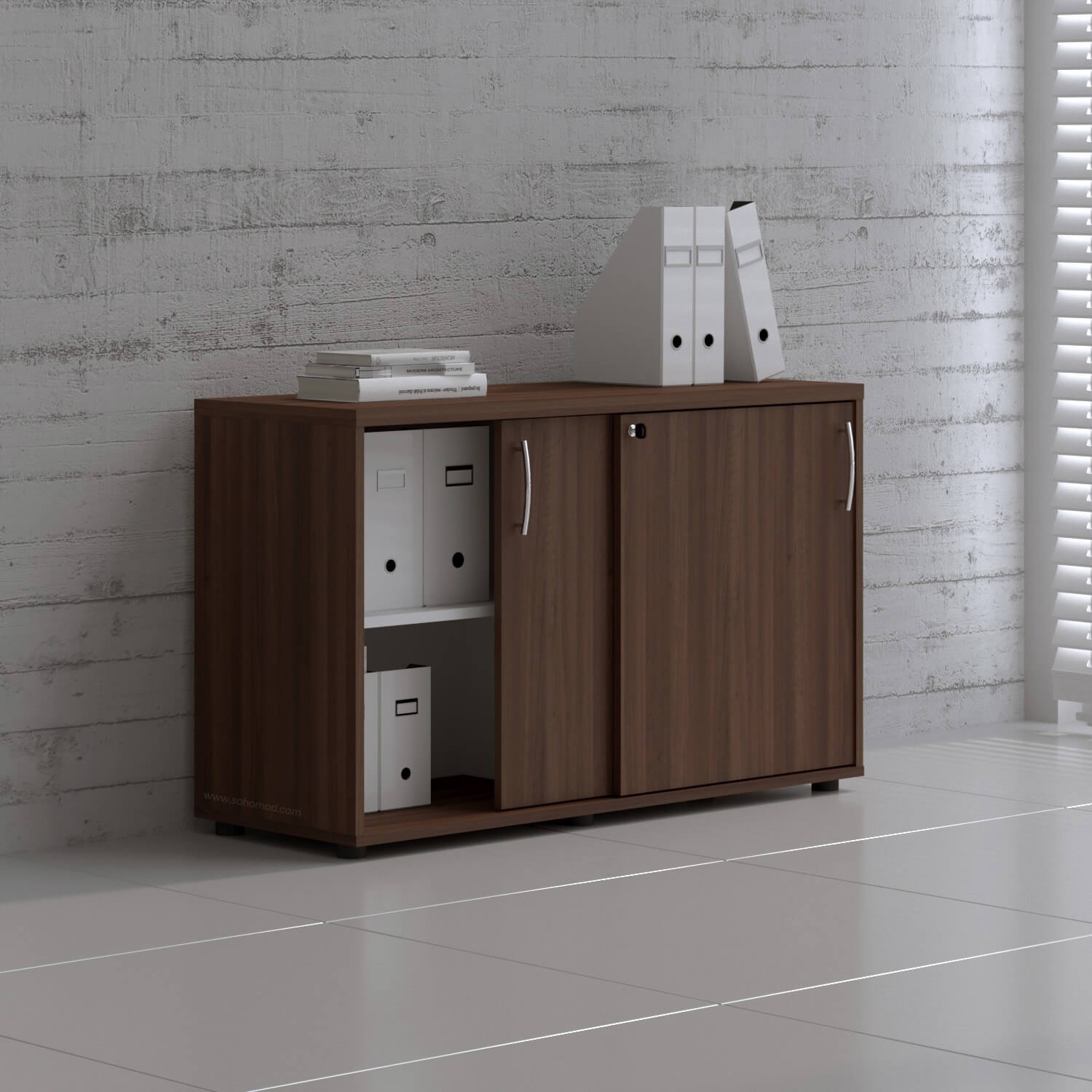 Standard Office W47.2" Cabinet w/2 Shelves & Sliding Lockable Doors